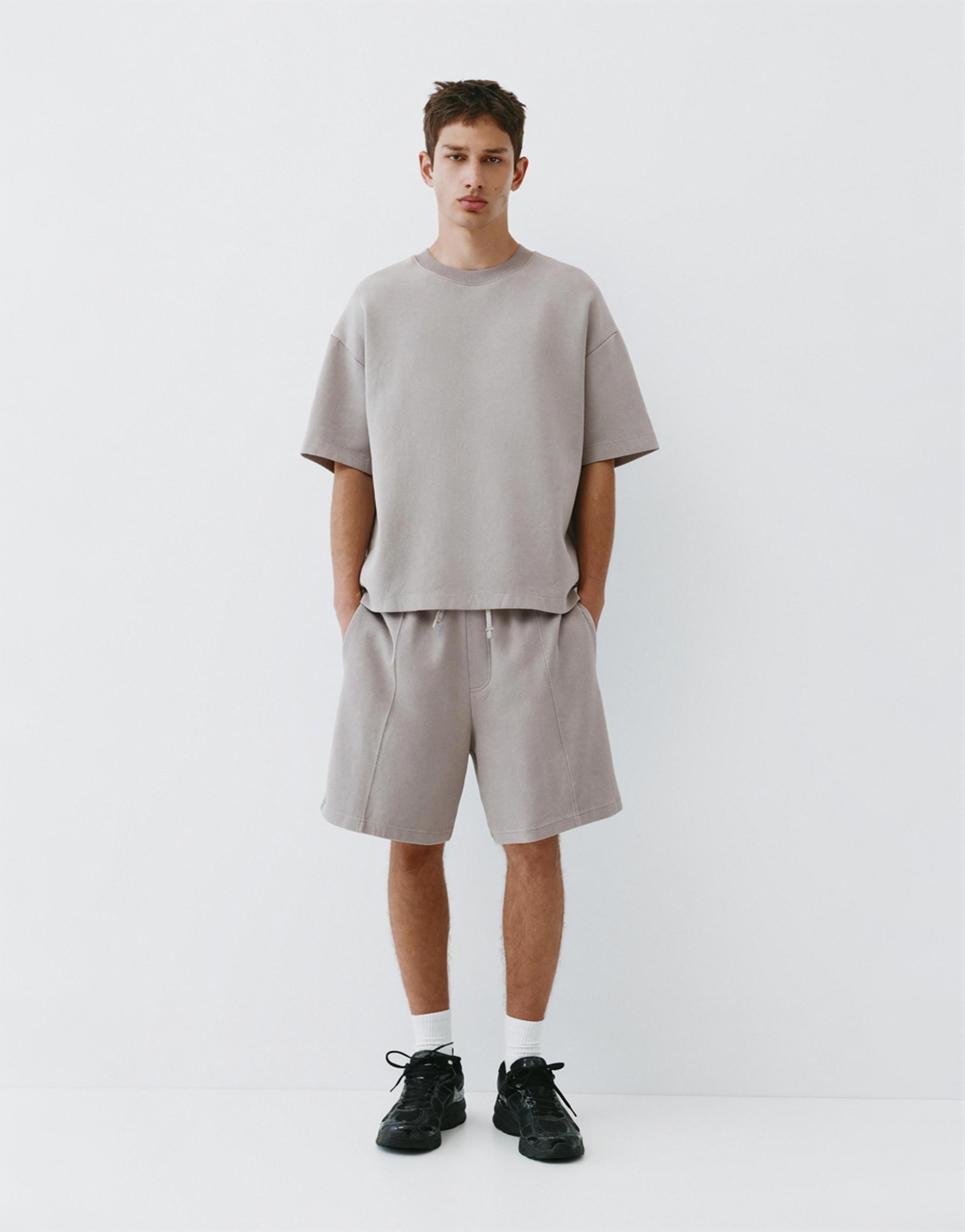 Interlock jogger Bermuda shorts — Grey marl