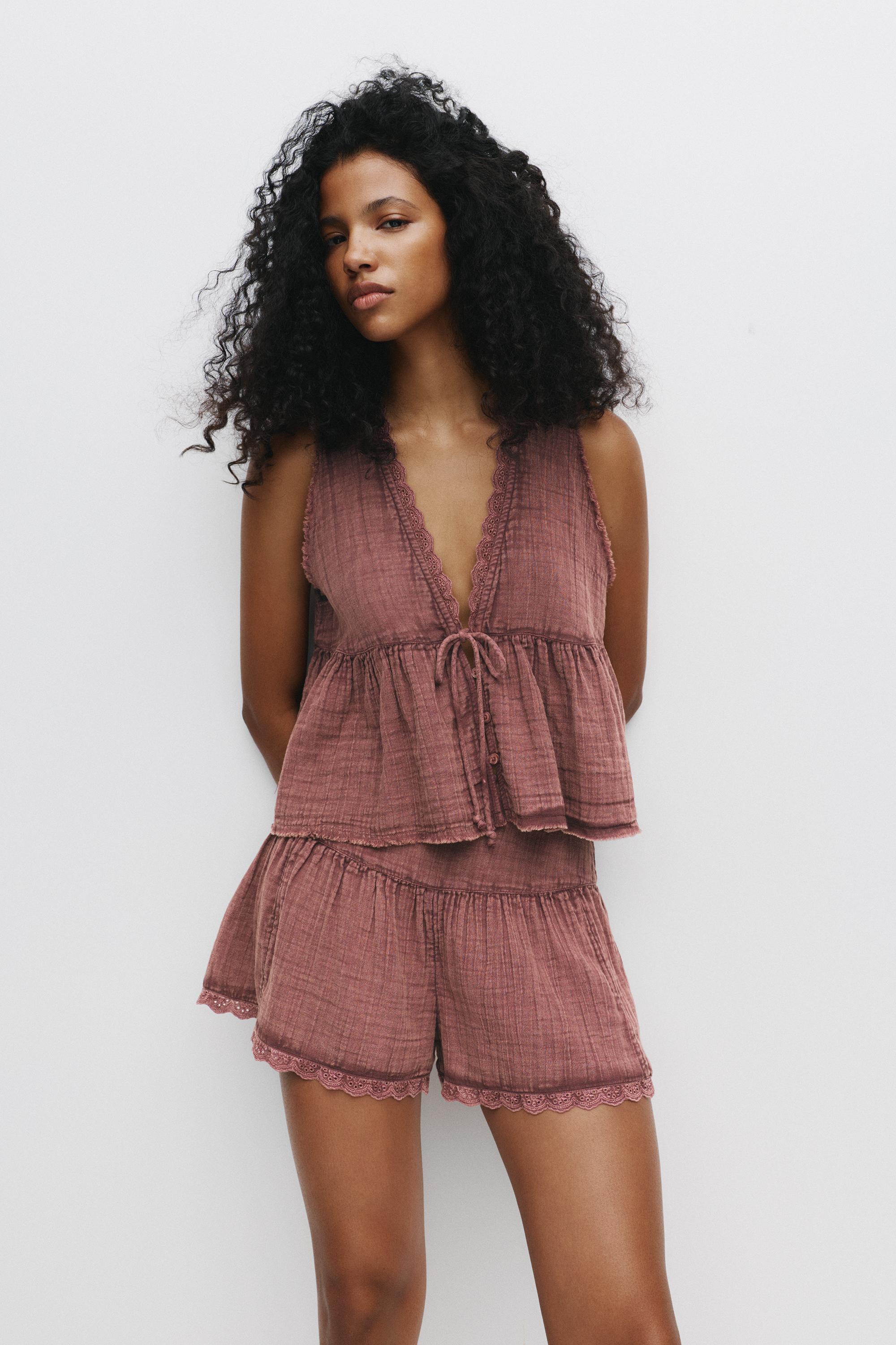 Rustikales Top Mit Spitze