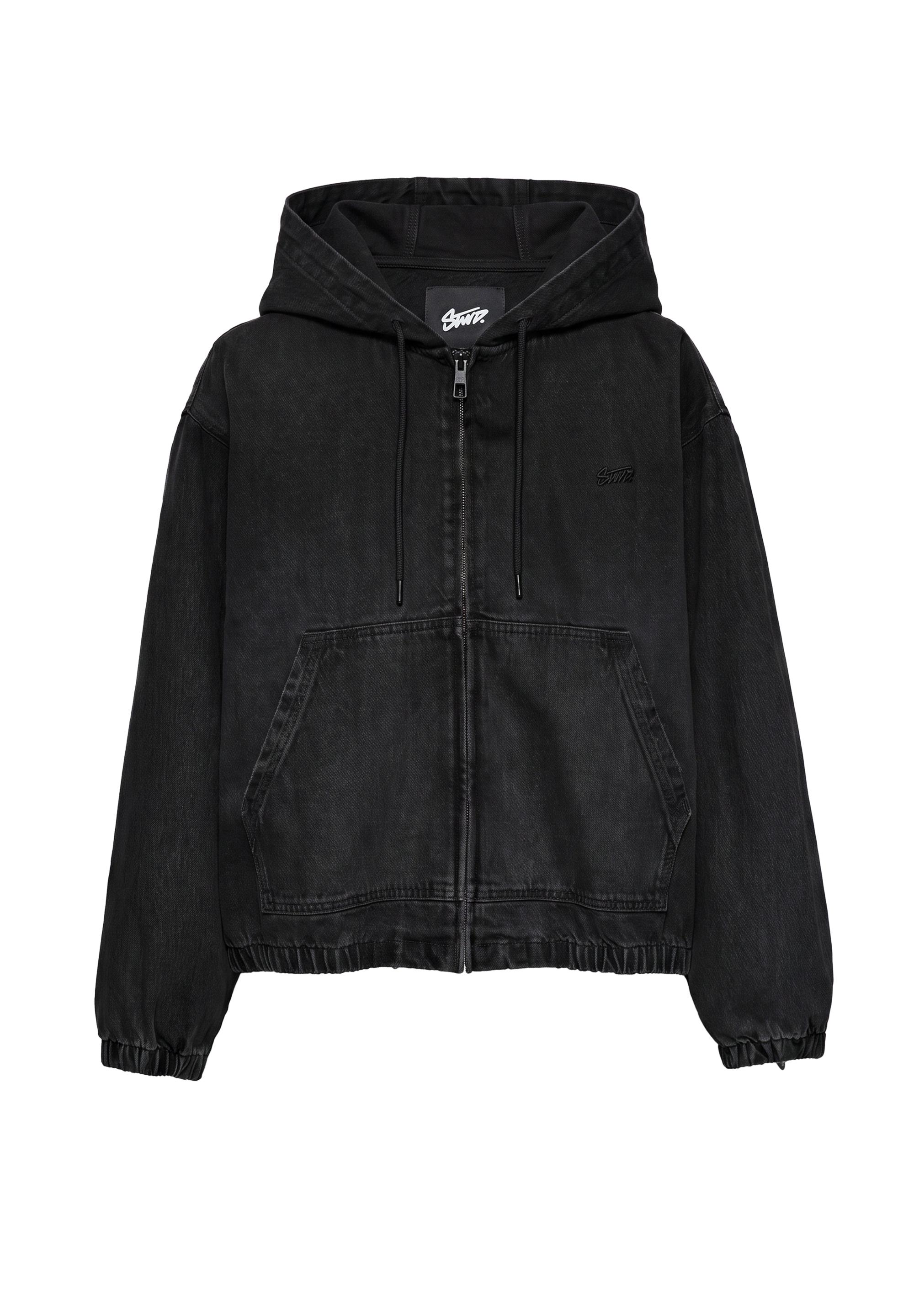 STWD zip-up hooded jacket — Faded black