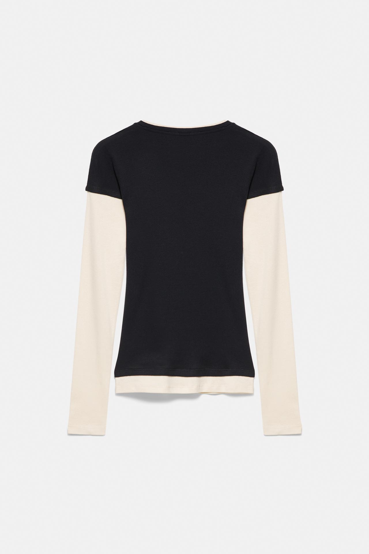 Black double-sleeve T-shirt — Black