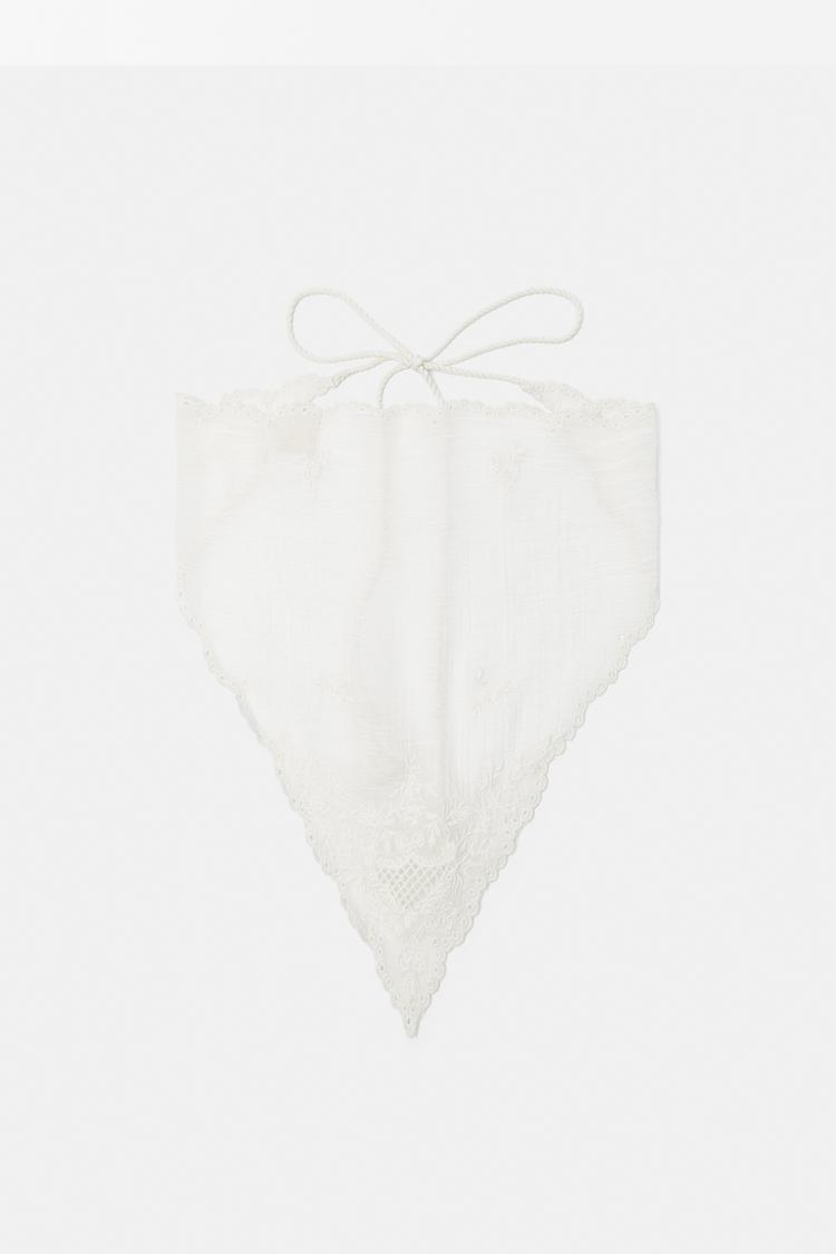 Embroidered neckerchief — White