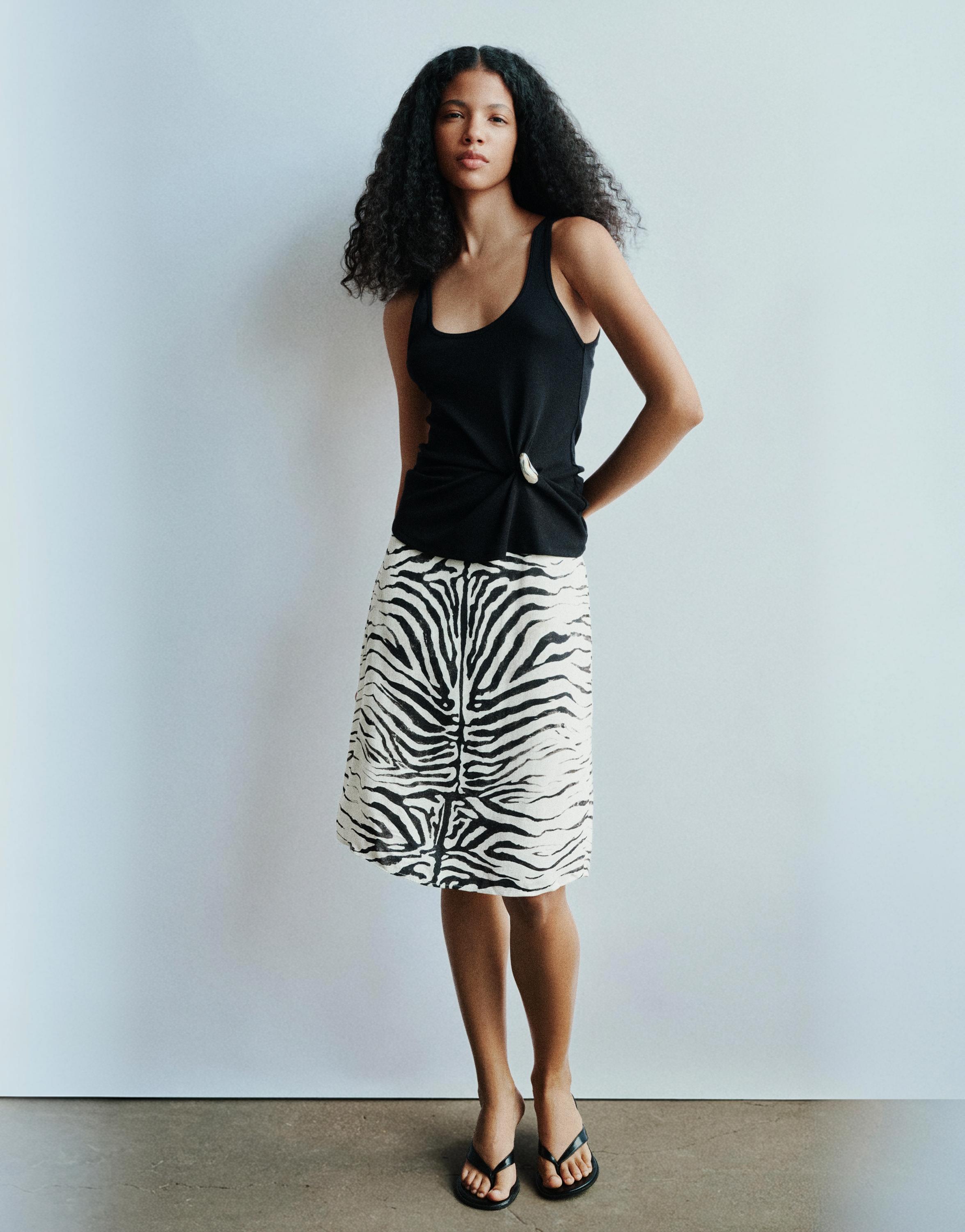 Zebra print midi skirt — Ice
