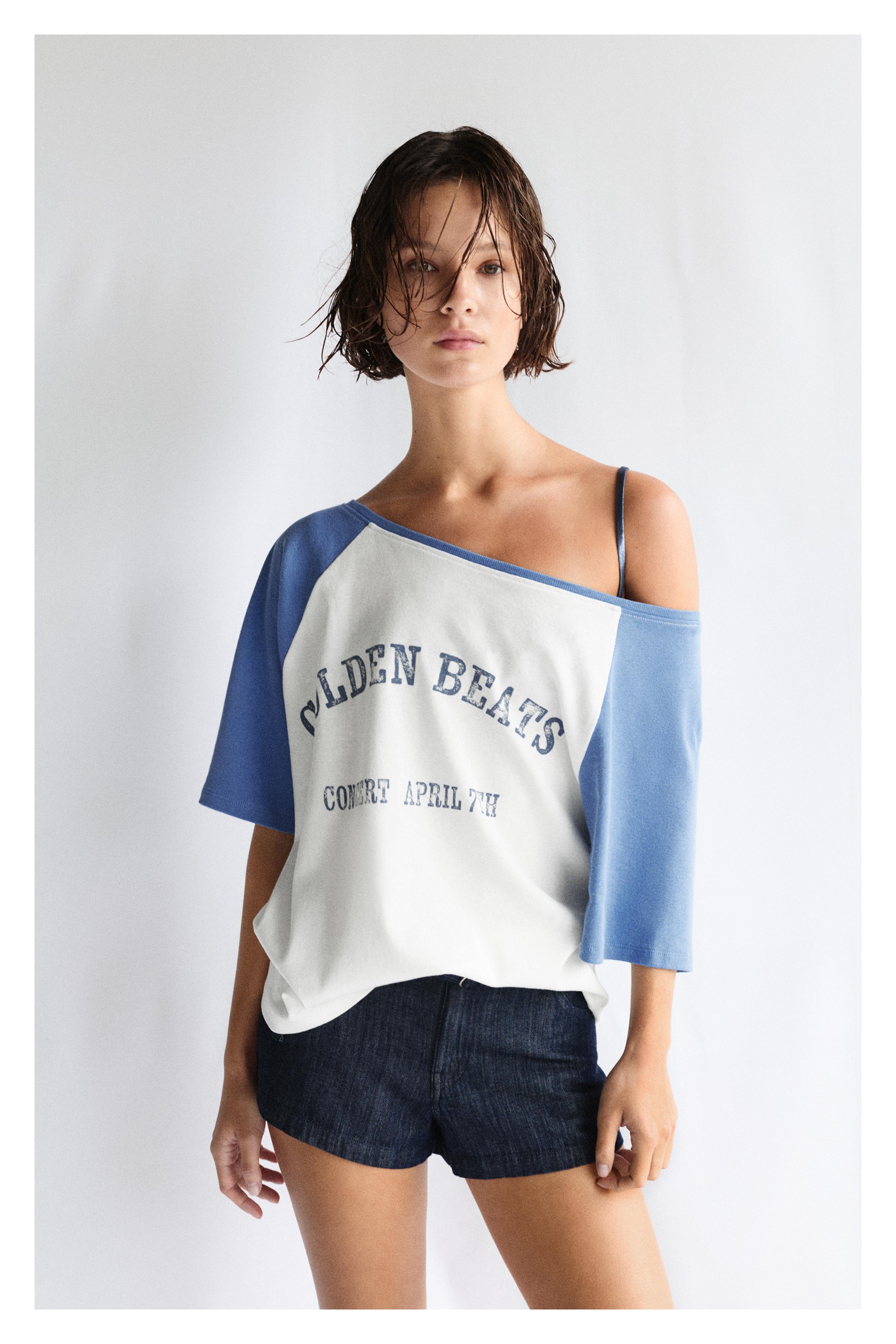 Asymmetric graphic T-shirt — Ice