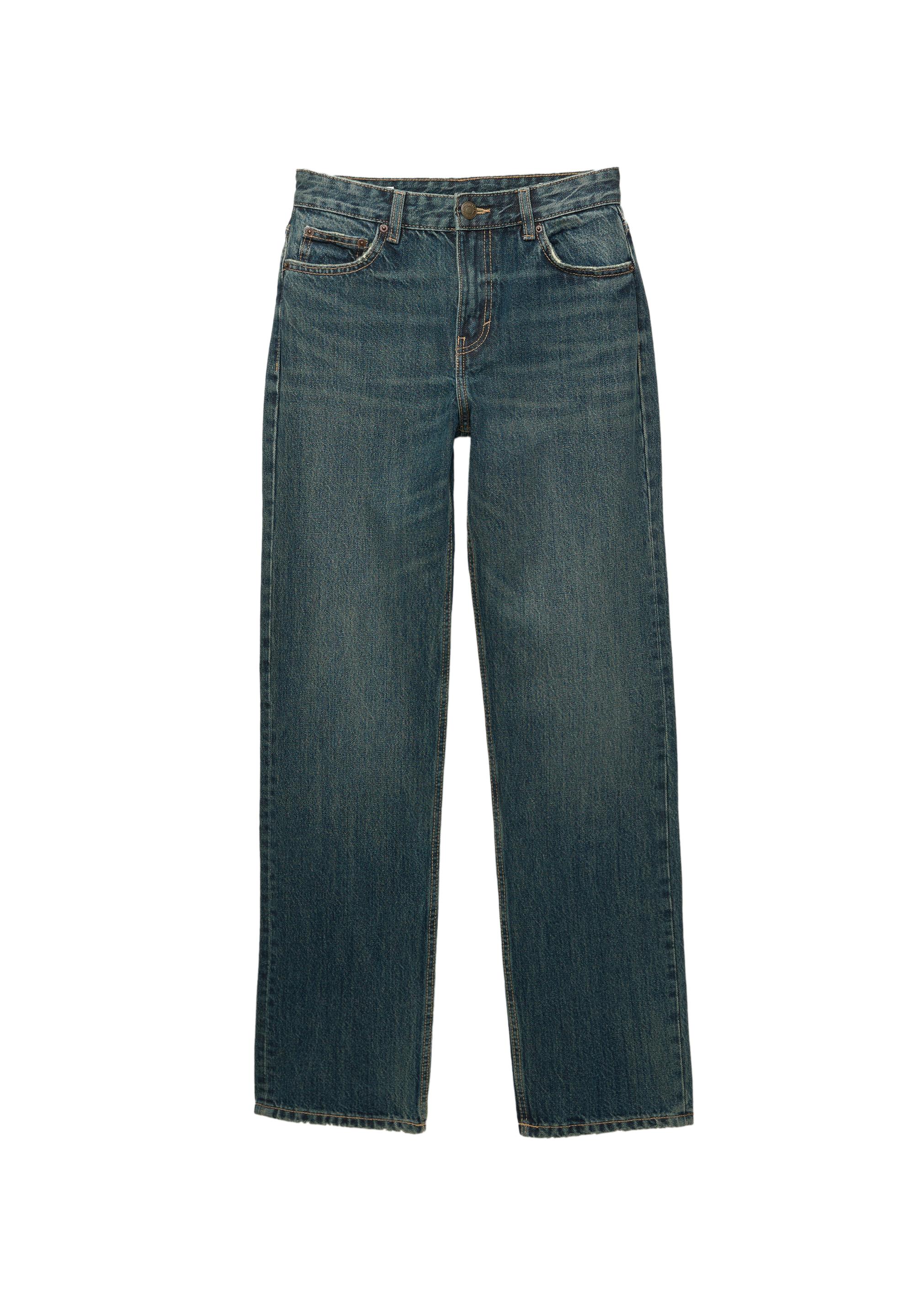 Mid-waist straight-leg jeans — Navy