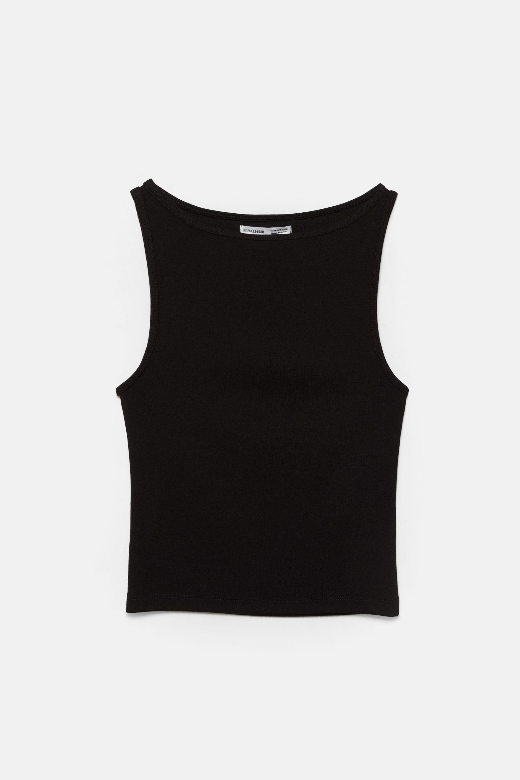 Boat neck tank top — Black