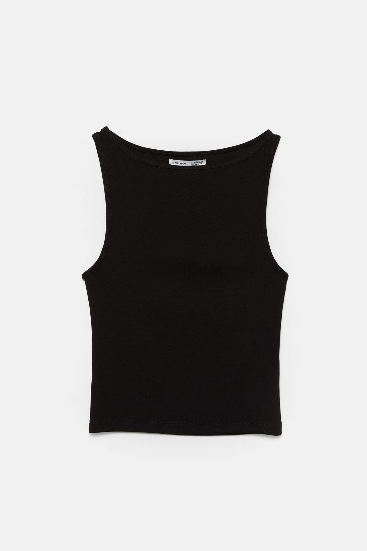 Boat neck tank top — Black