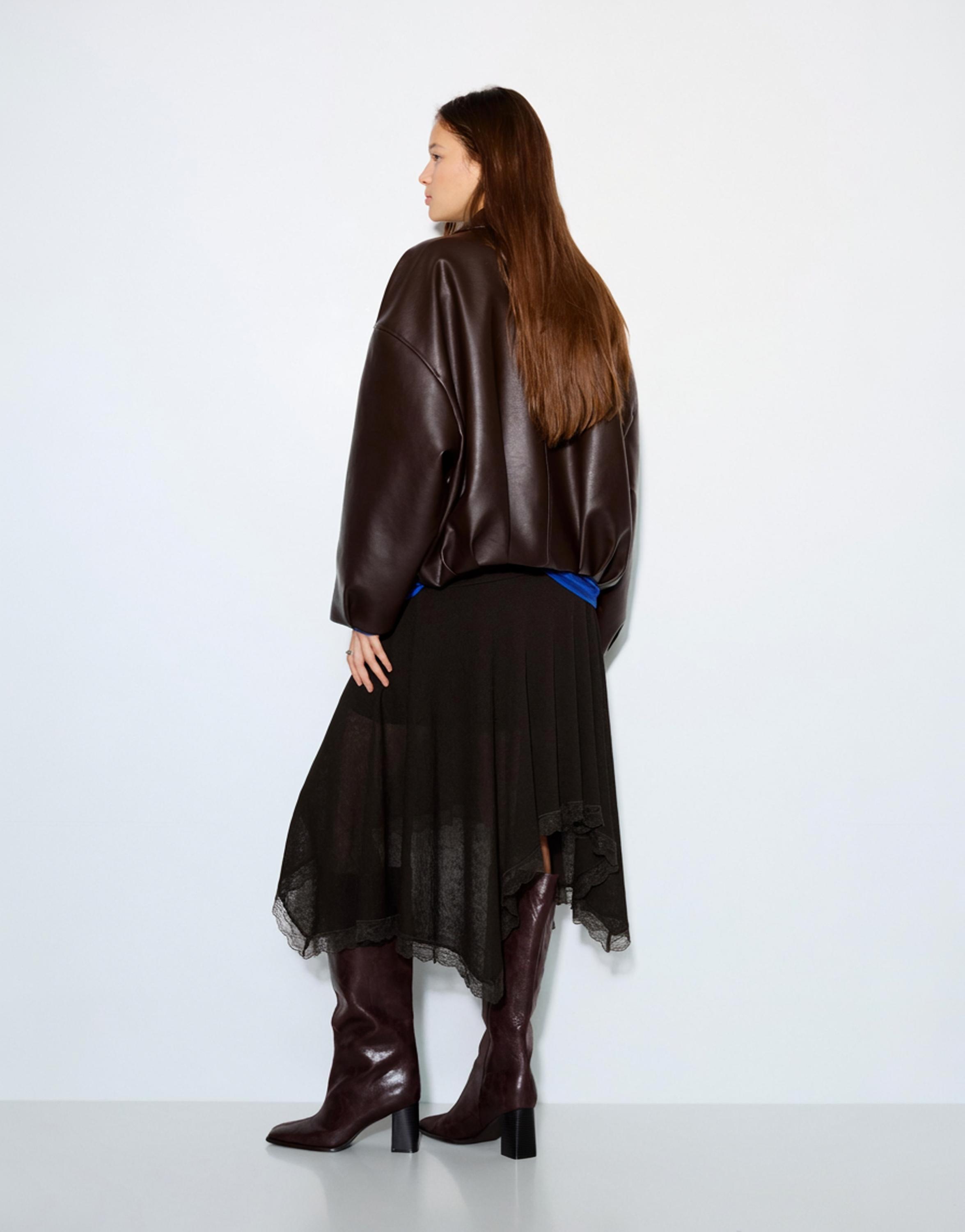 Asimetrik dantelli midi etek - Görsel 32