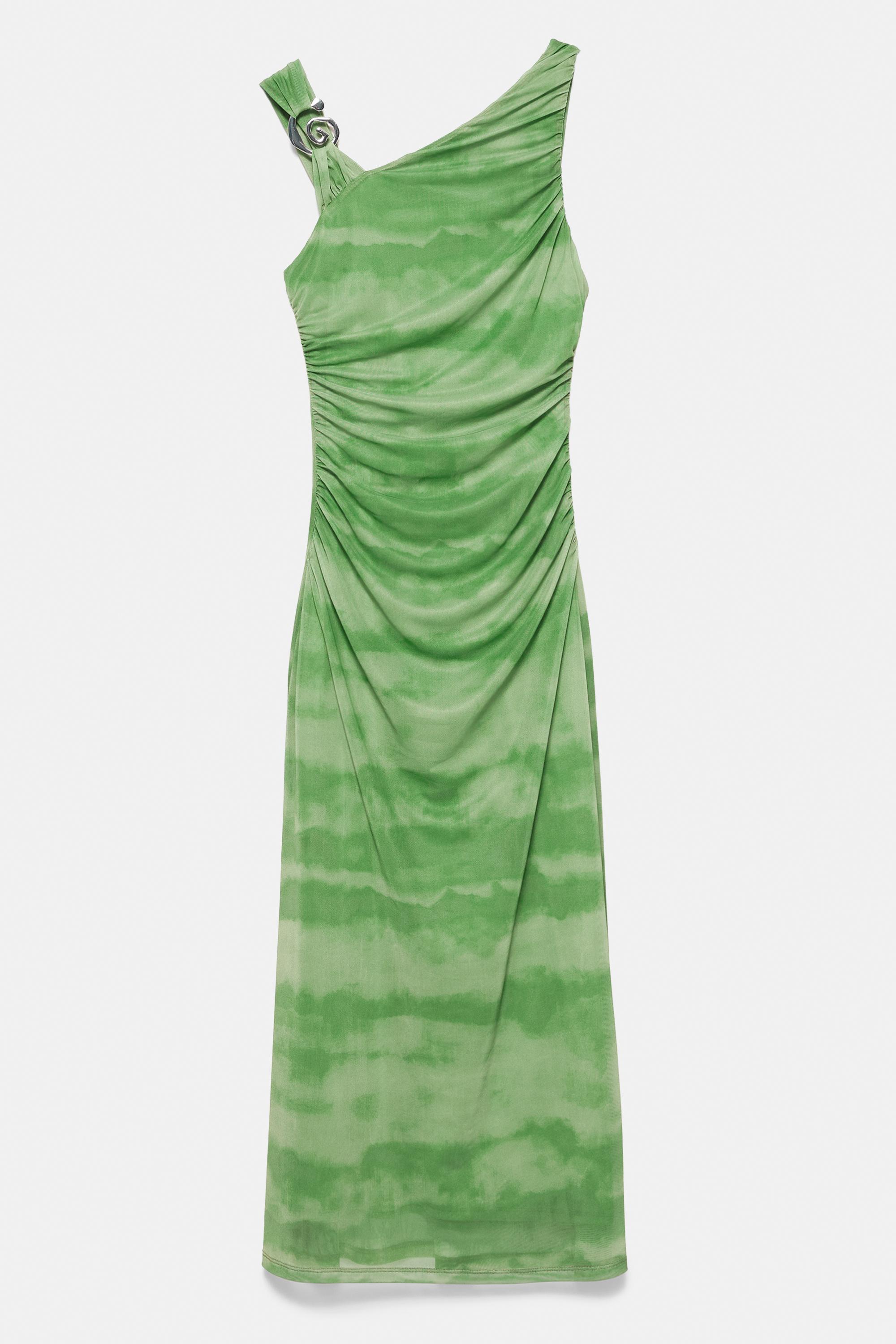 Tie-dye midi dress with appliqué — Green