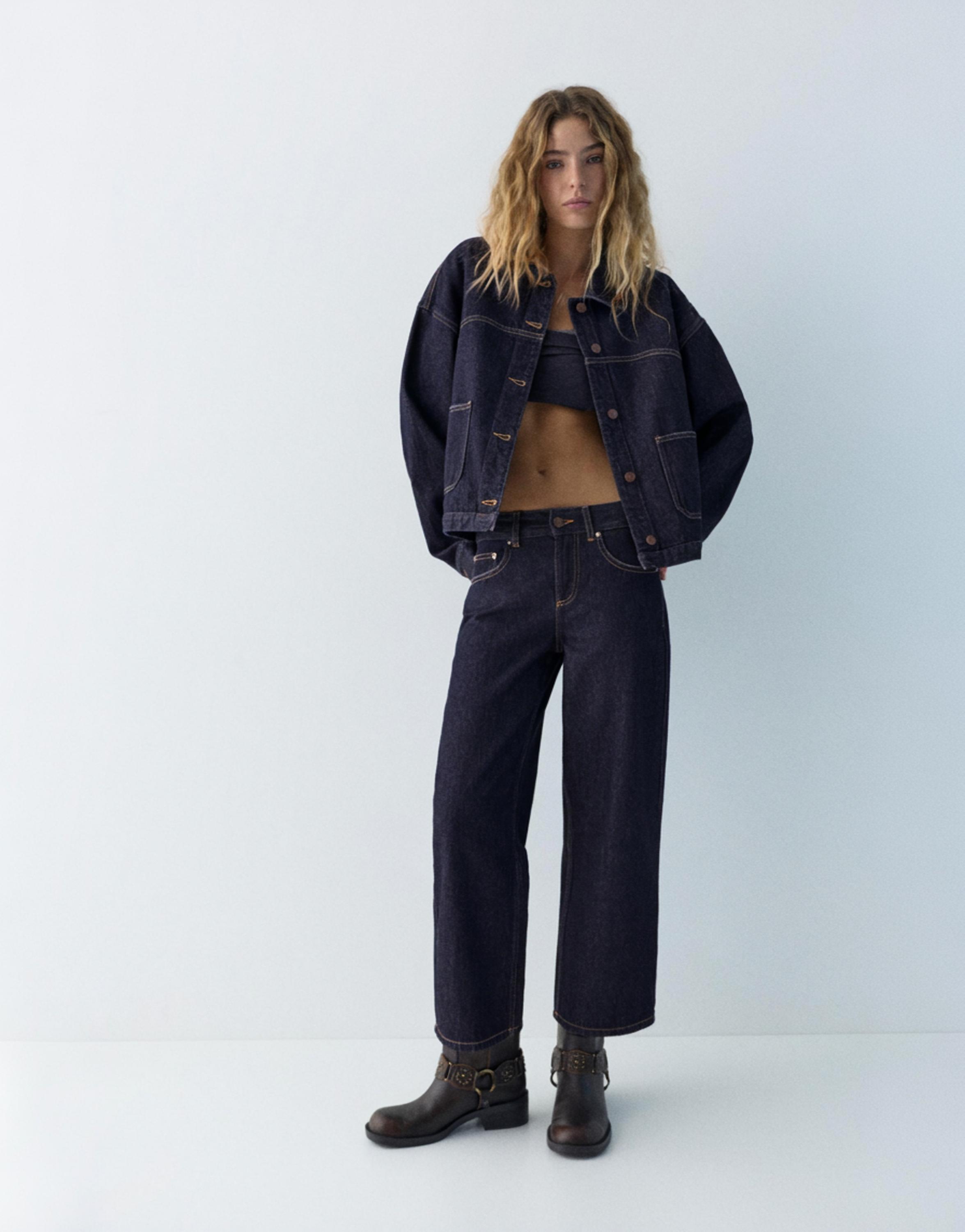 Boxy kesim denim ince ceket - Görsel 51