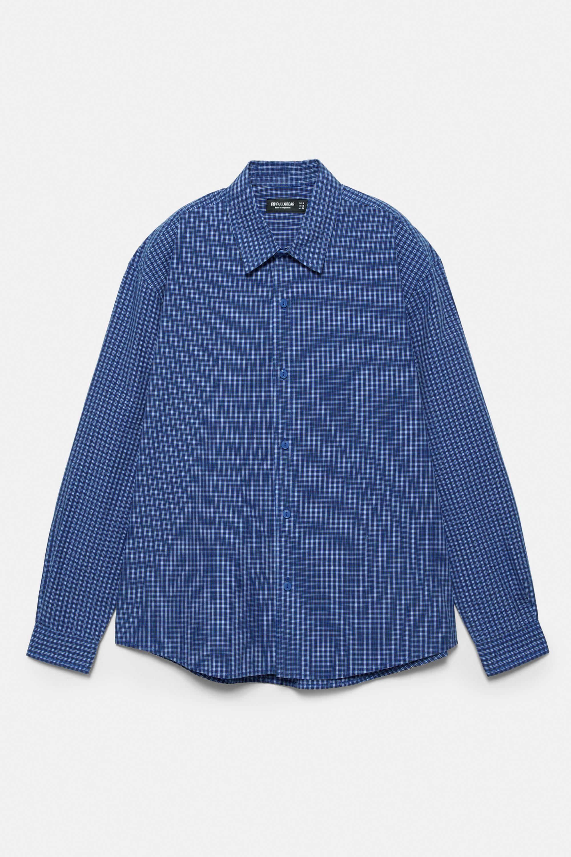 Long sleeve check shirt — Blue