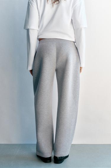Neoprene-effect barrel trousers — Grey marl 3