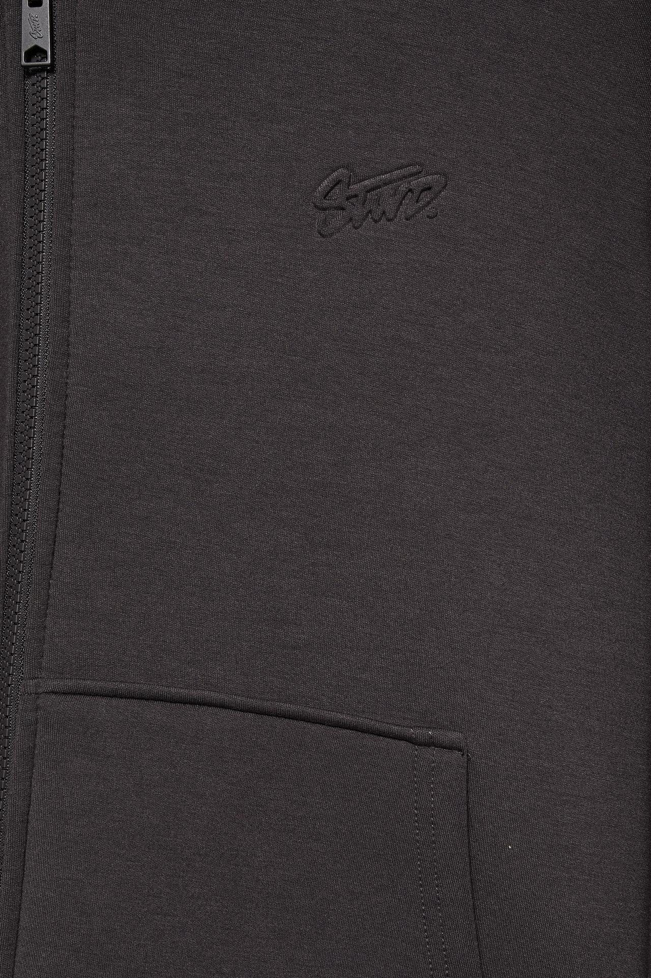Neoprene-effect zip-up hoodie — Anthracite grey