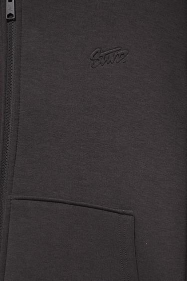 Neoprene-effect zip-up hoodie — Anthracite grey 9