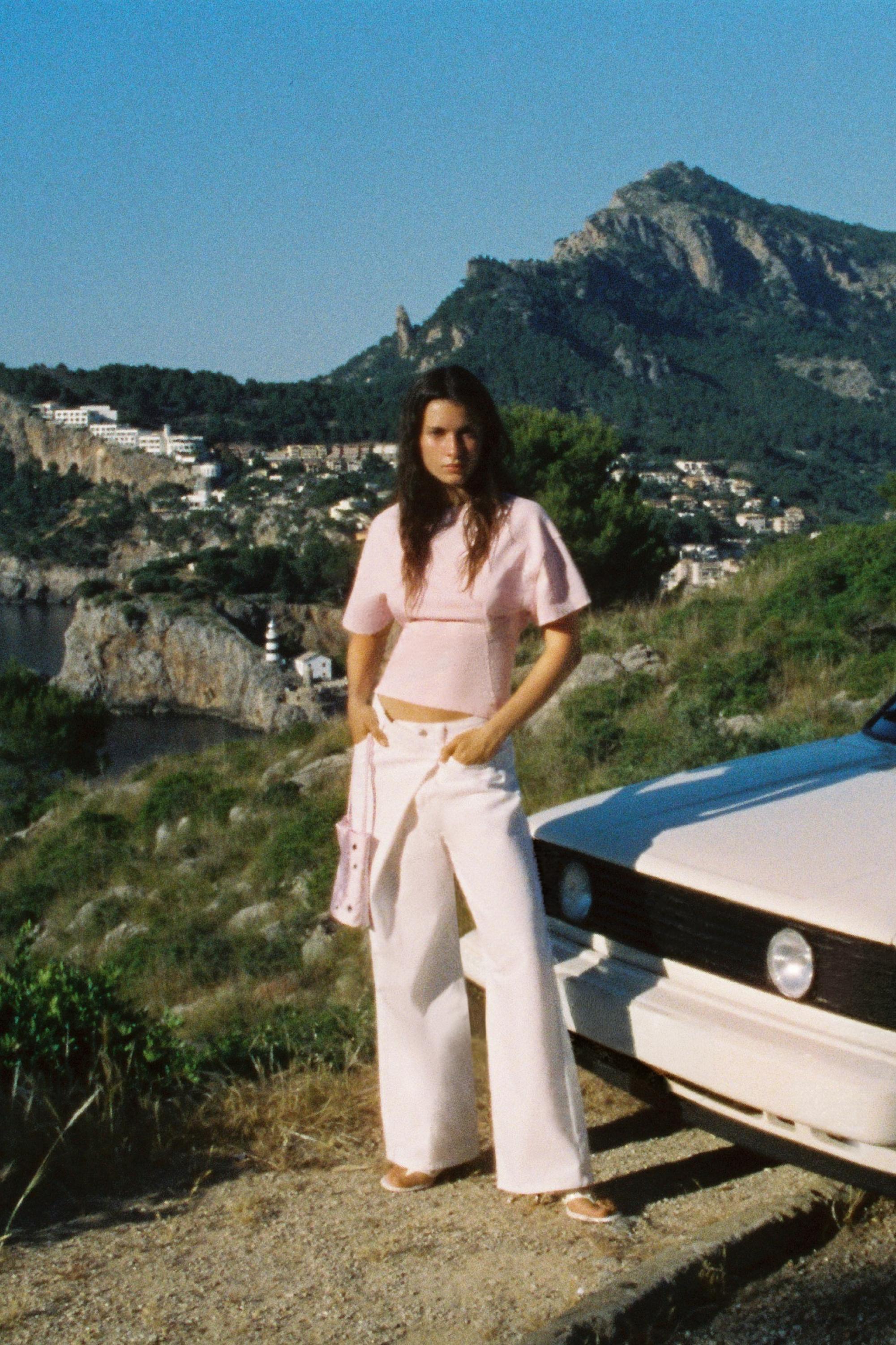 Panelled boxy-fit T-shirt — Pink
