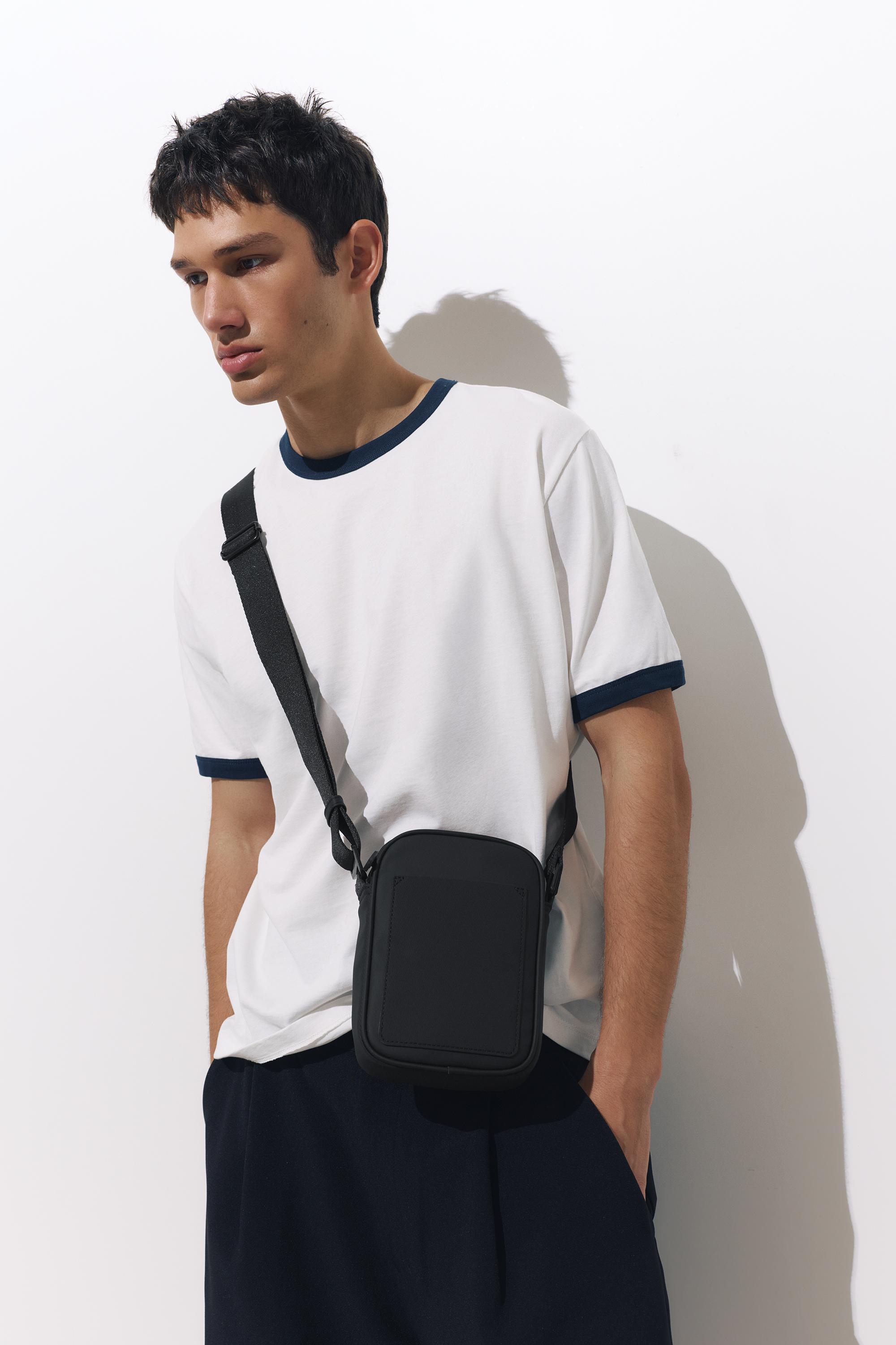 Rubberised crossbody bag — Black