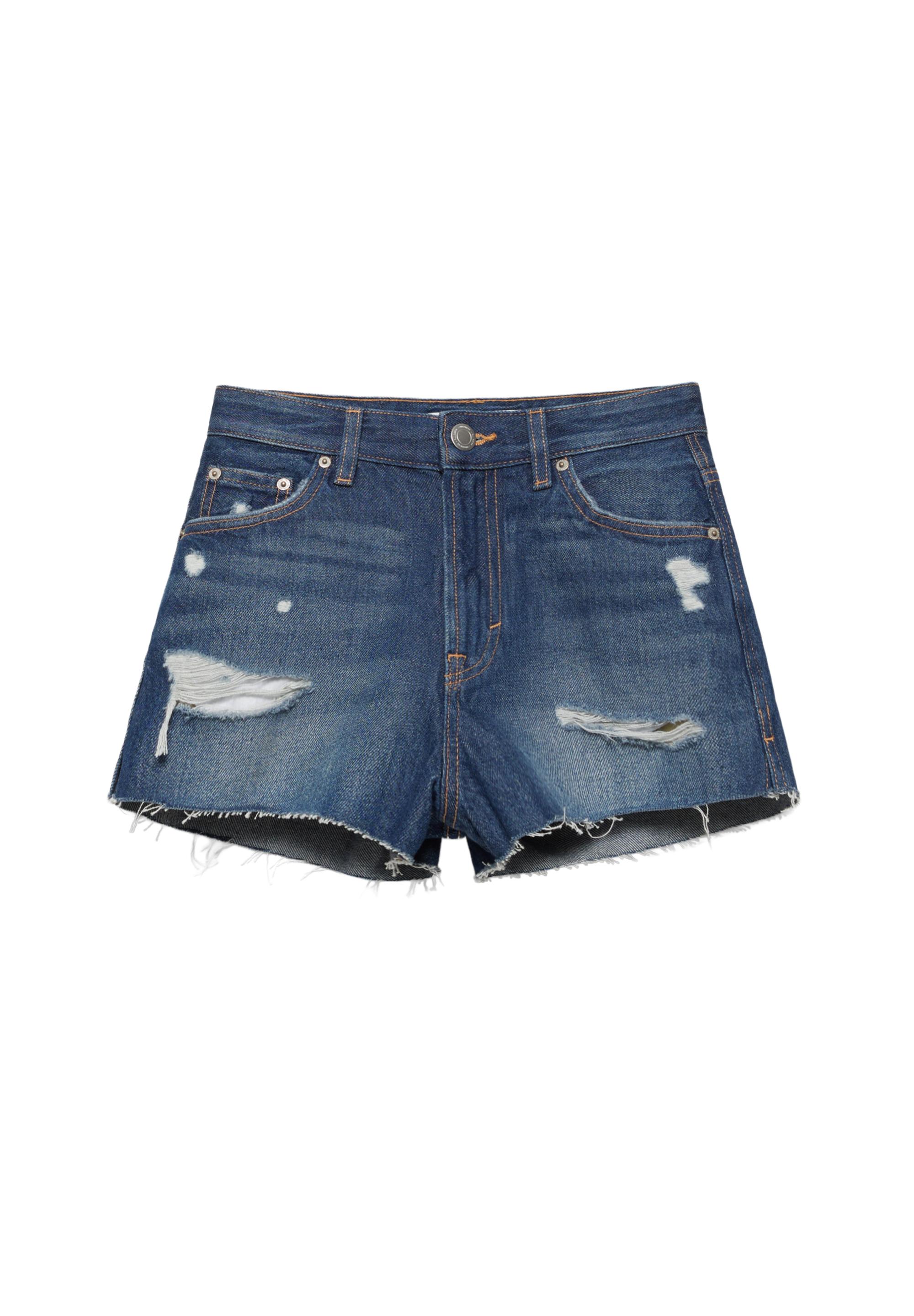 Mom fit ripped denim shorts — Dark blue