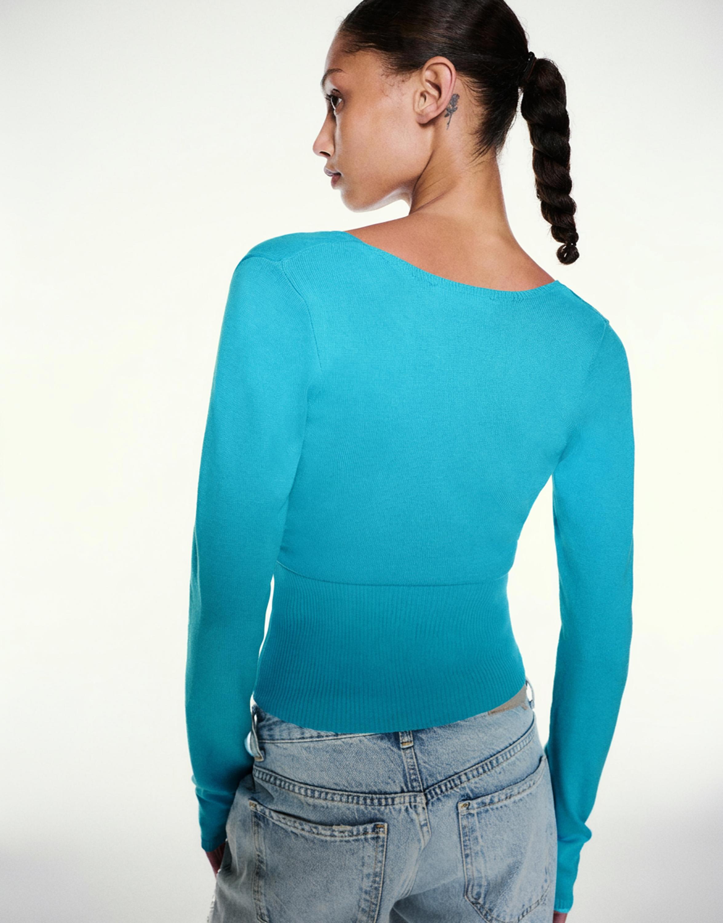 Surplice neck jumper — Turquoise