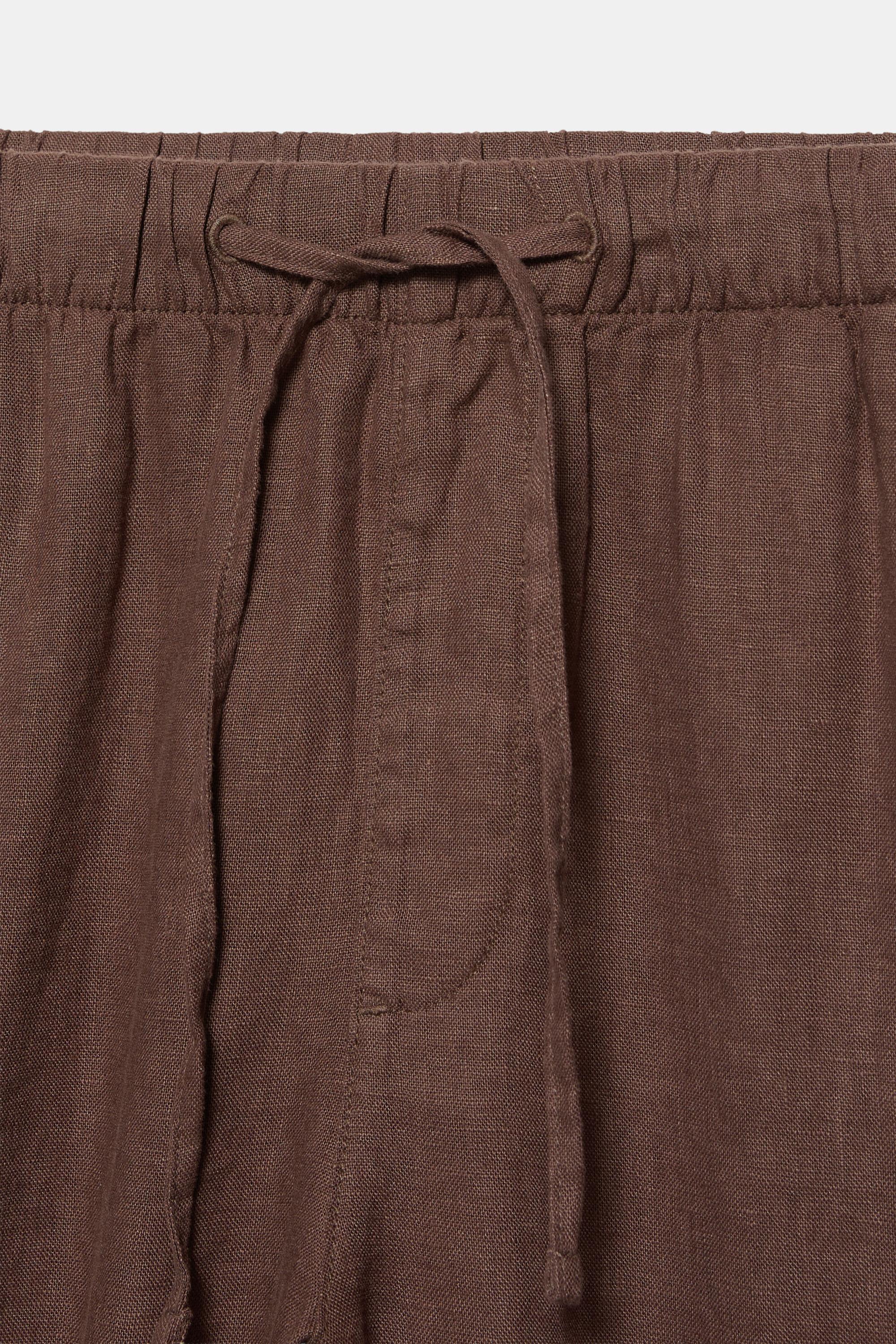 100% linen jogger trousers — Brown