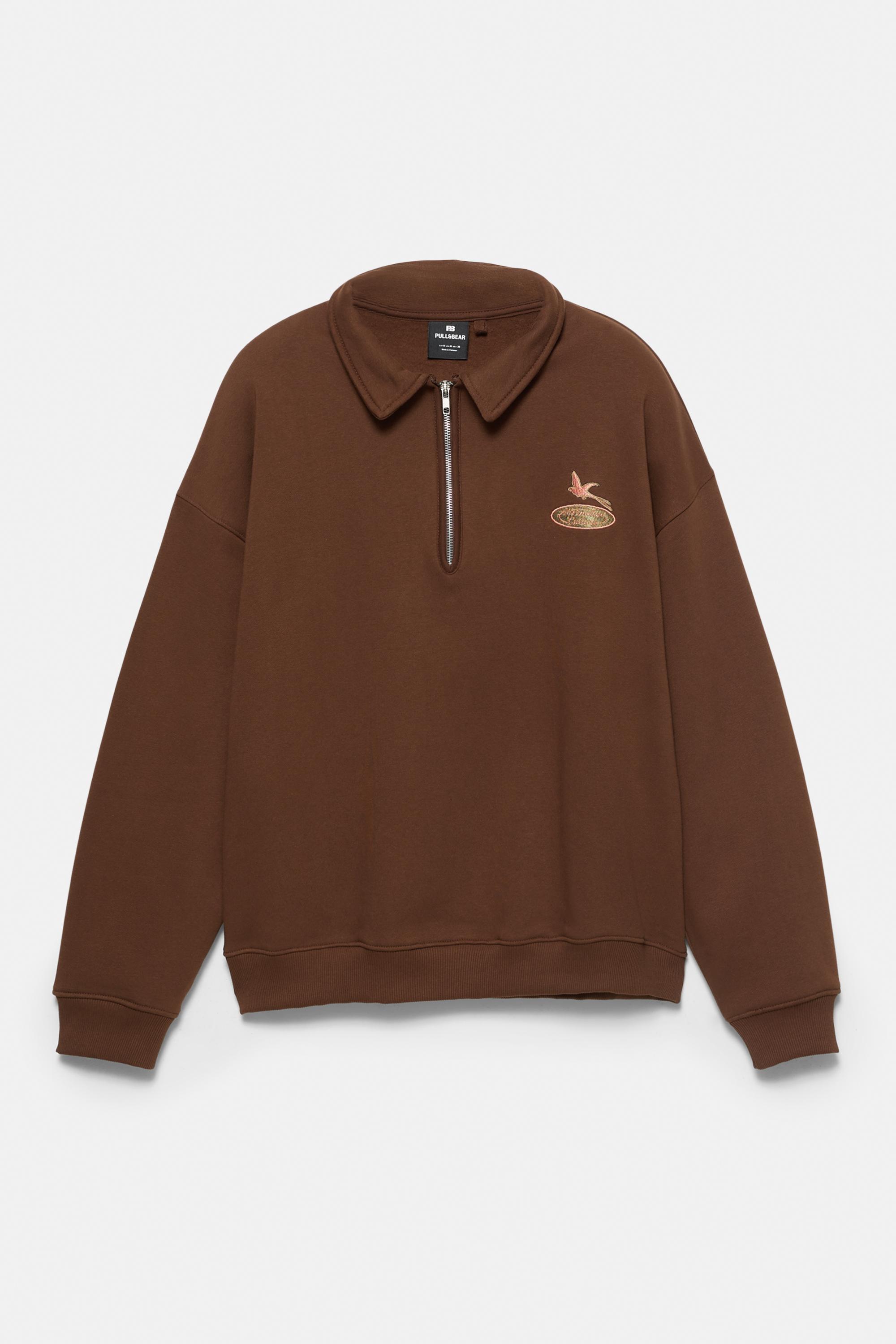 Grafik baskılı polo yaka sweatshirt - Görsel 3