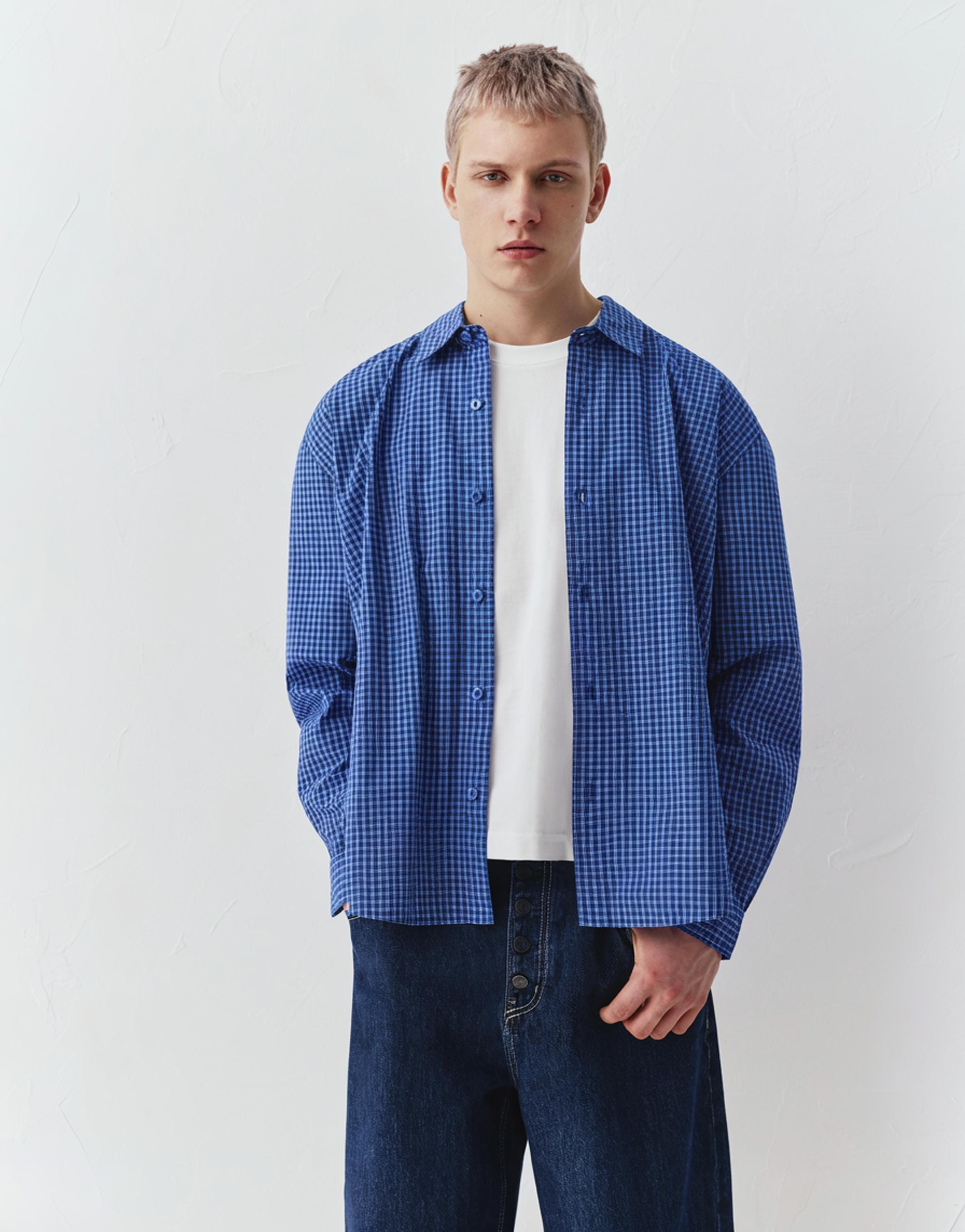 Long sleeve check shirt — Blue