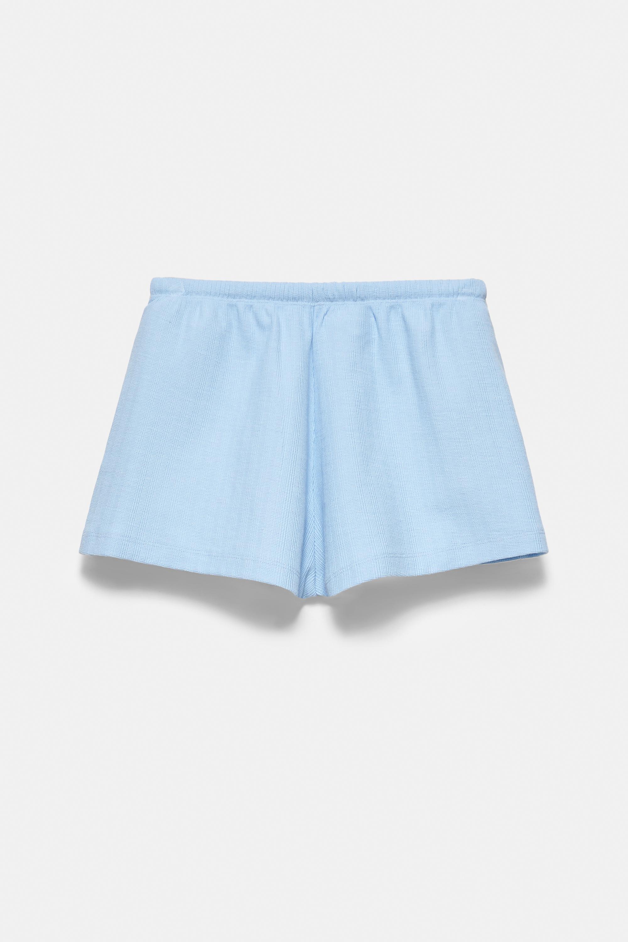 Floral textured shorts — Sky blue