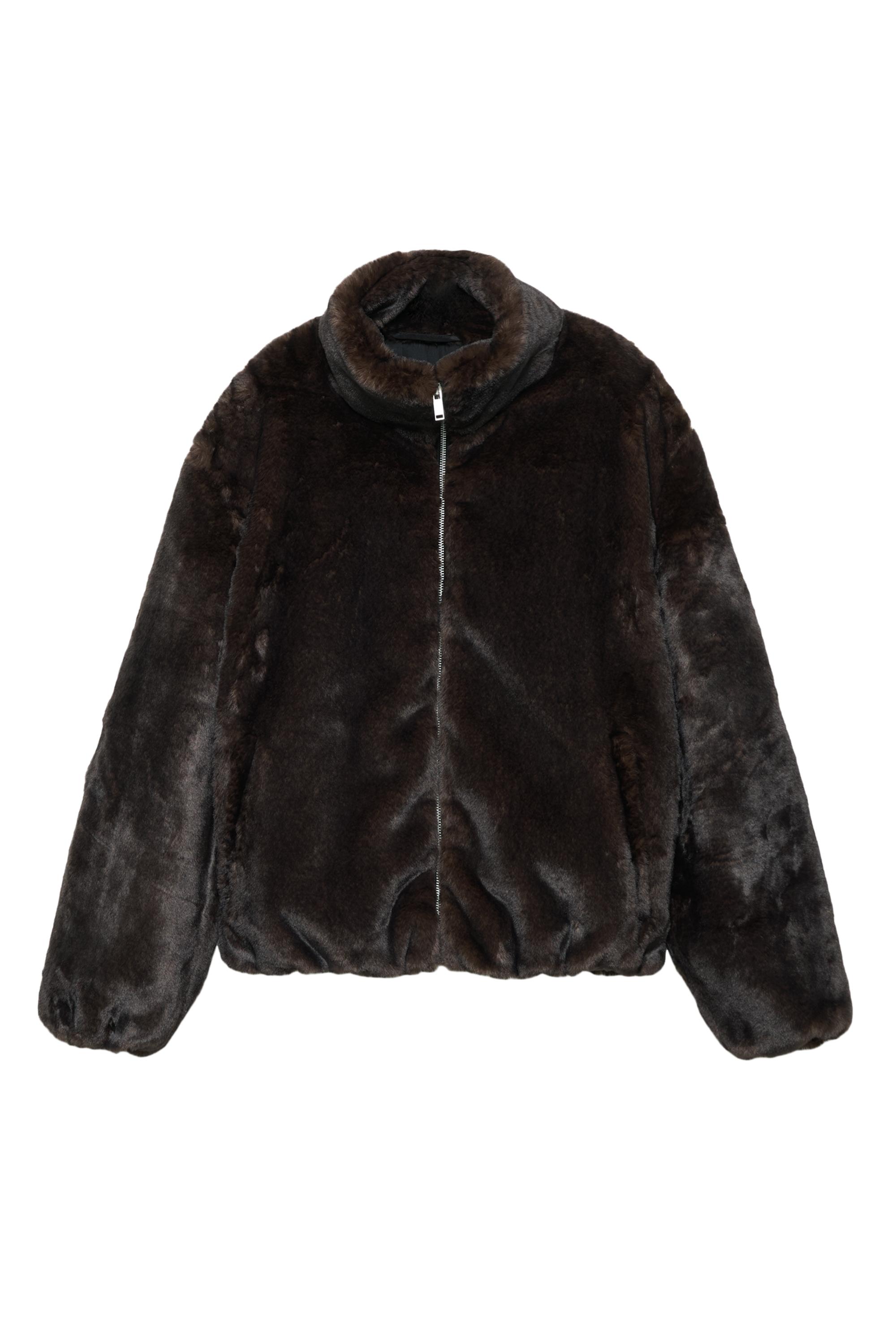 Dik yaka suni kürk ceket - Görsel 2