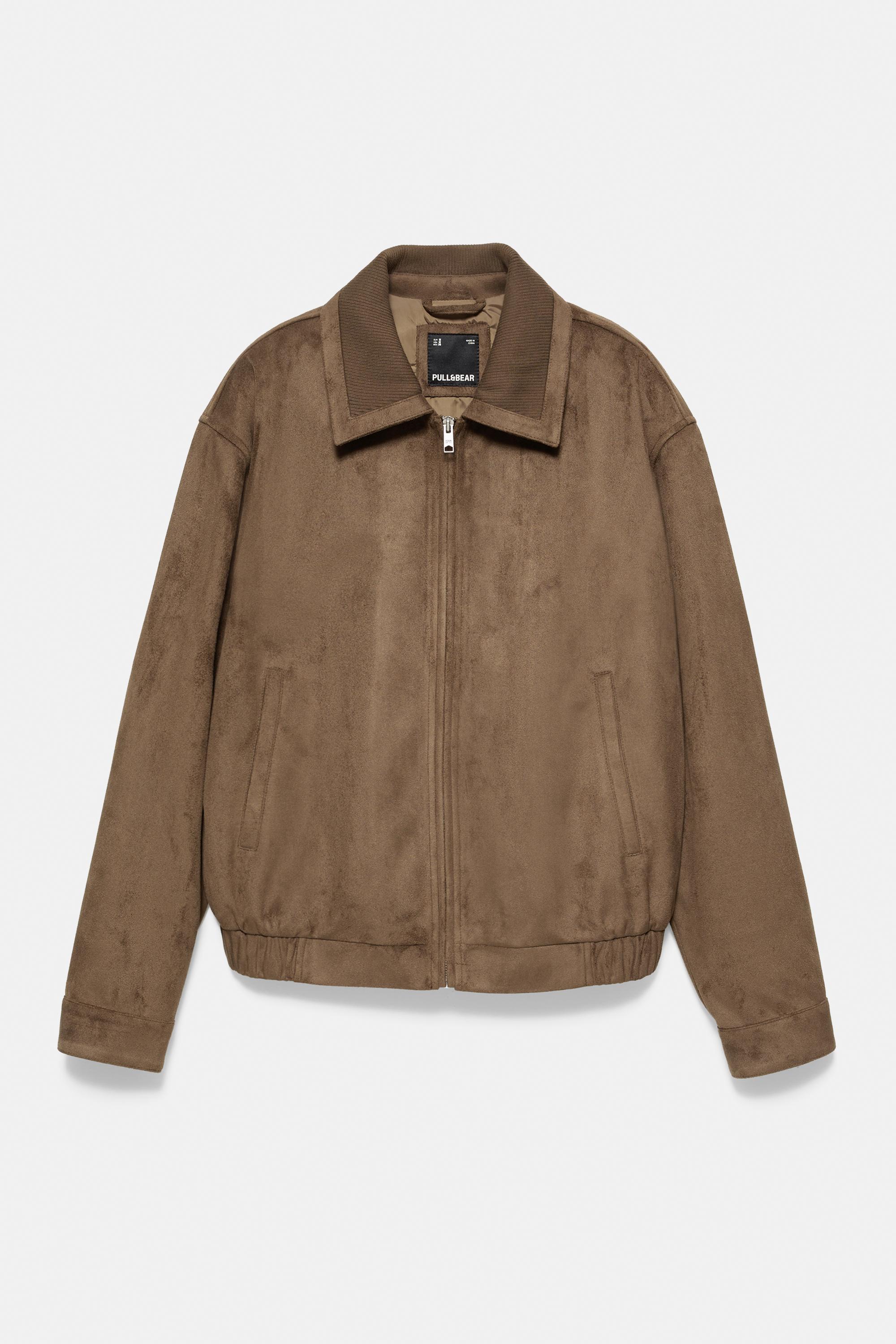 Faux suede jacket — Dark brown