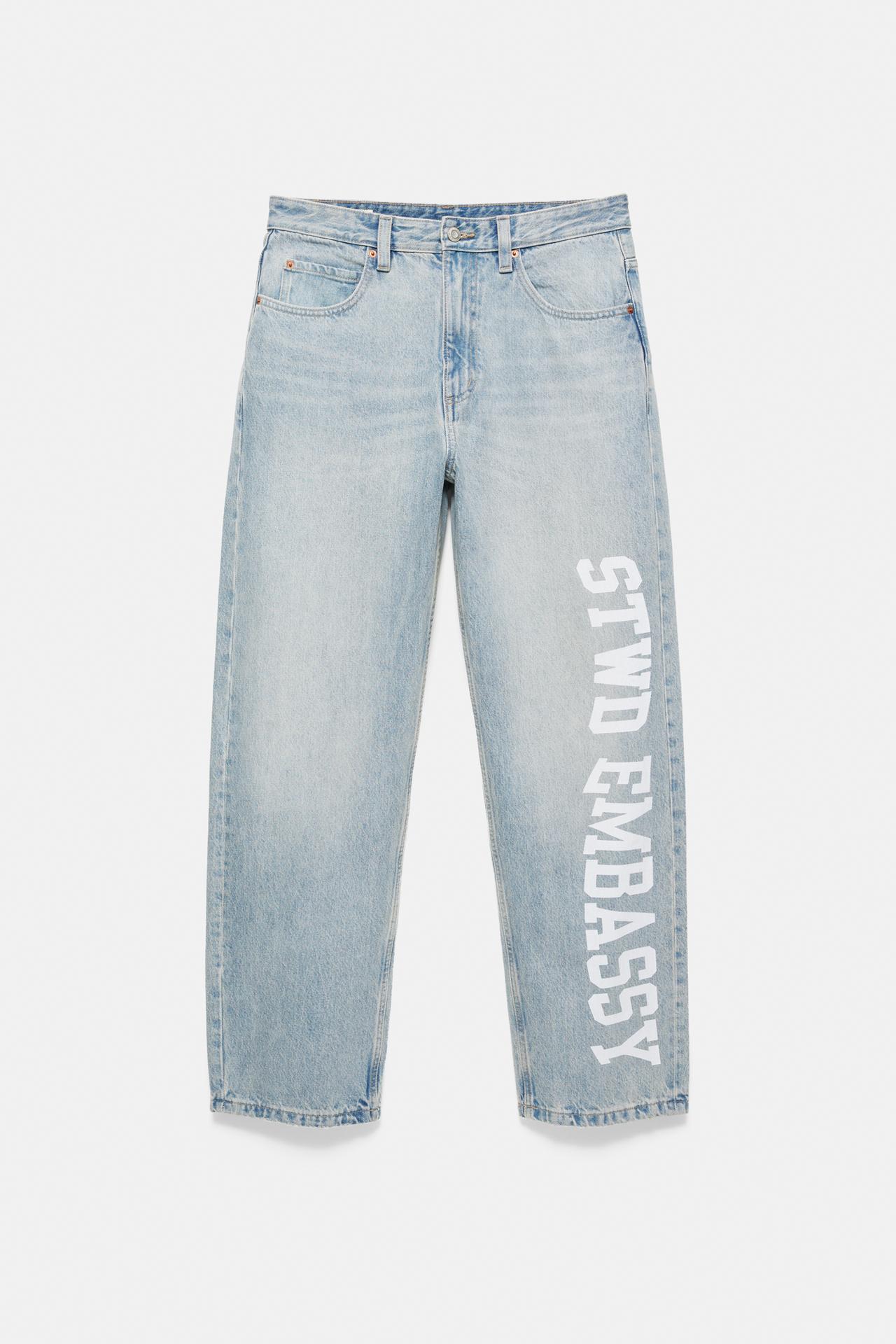 Printed baggy jeans — Pale indigo
