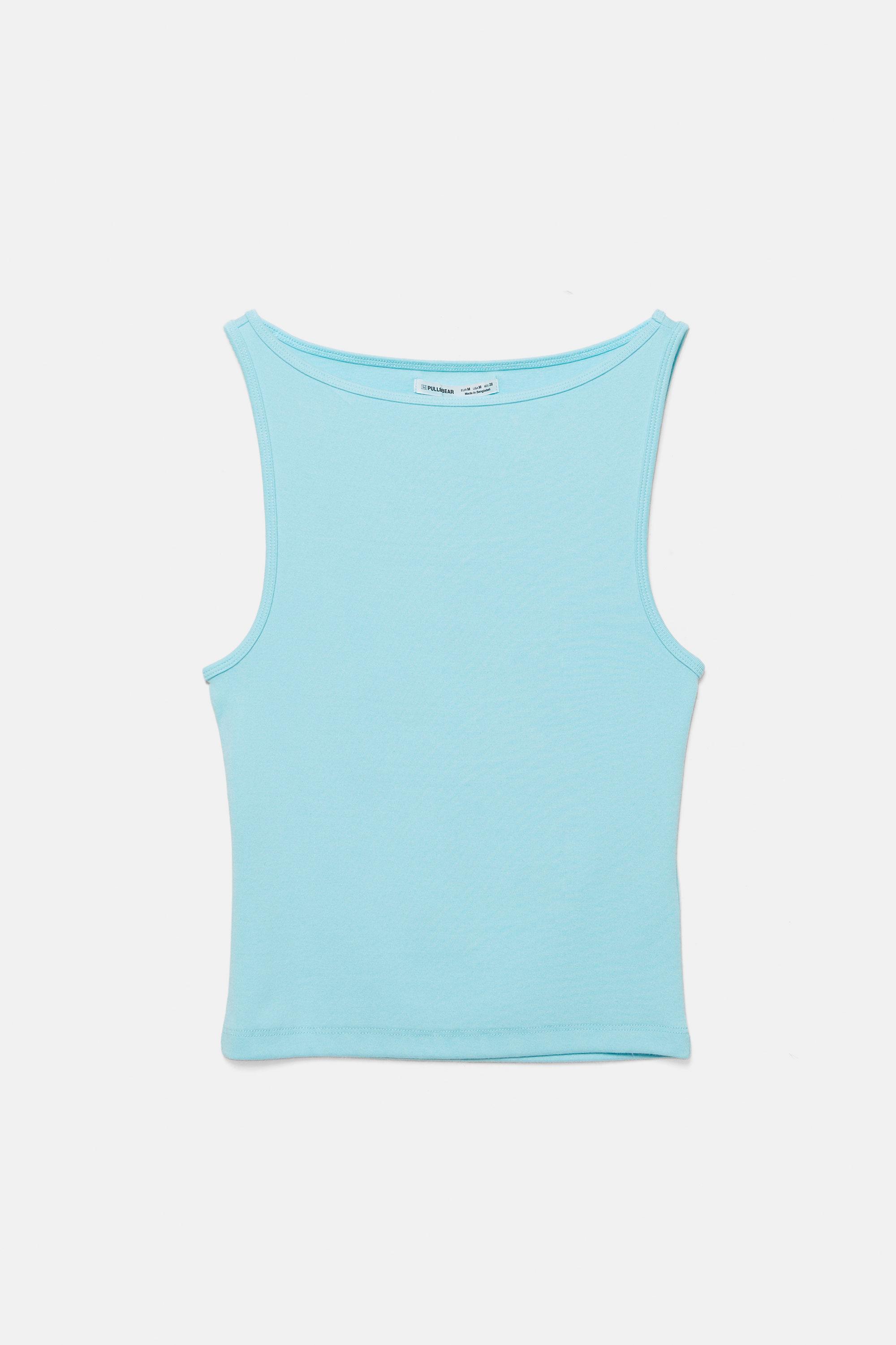 Boat neck tank top — Sky blue