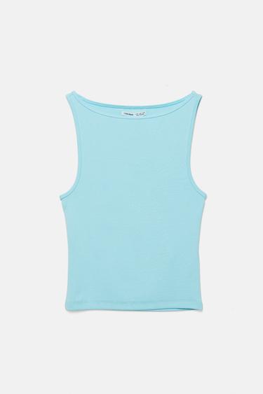 Boat neck tank top — Sky blue 5