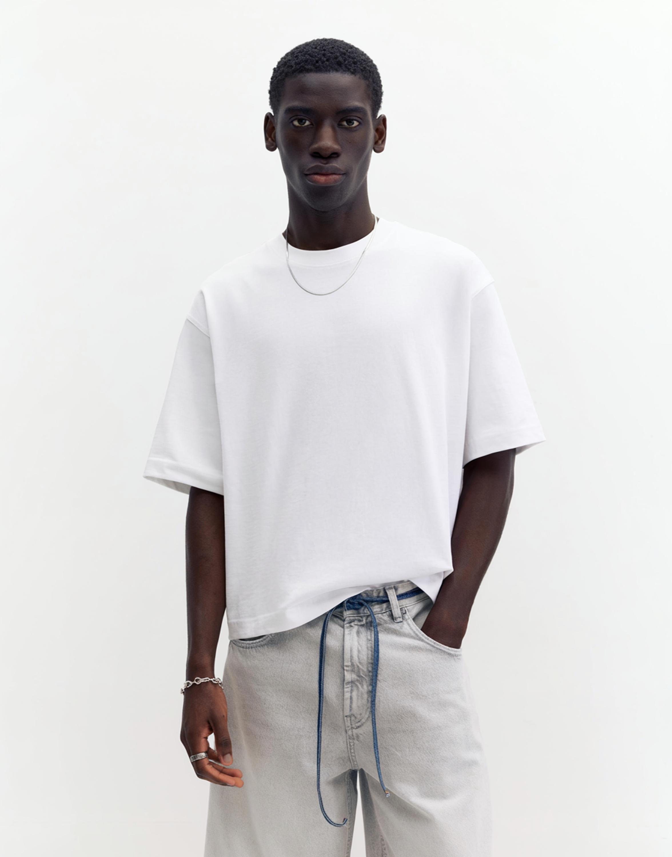 Cropped short sleeve T-shirt — Off white