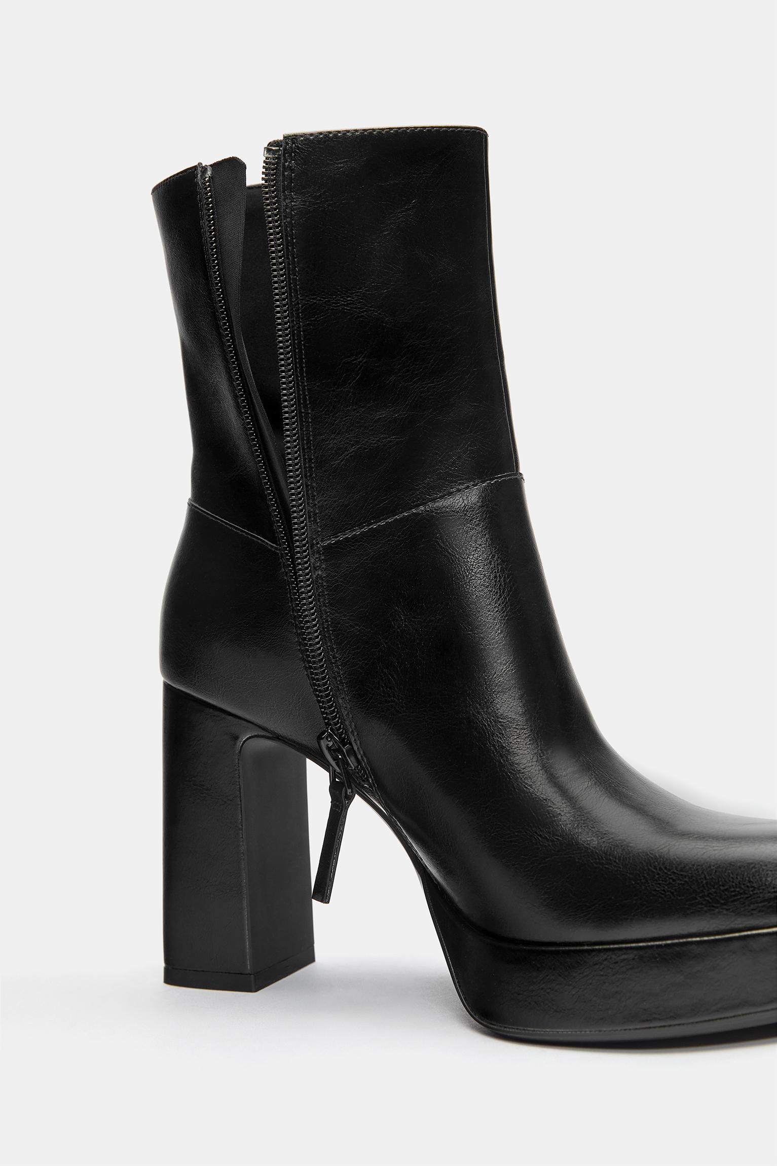 Platform high-heel ankle boots — Black