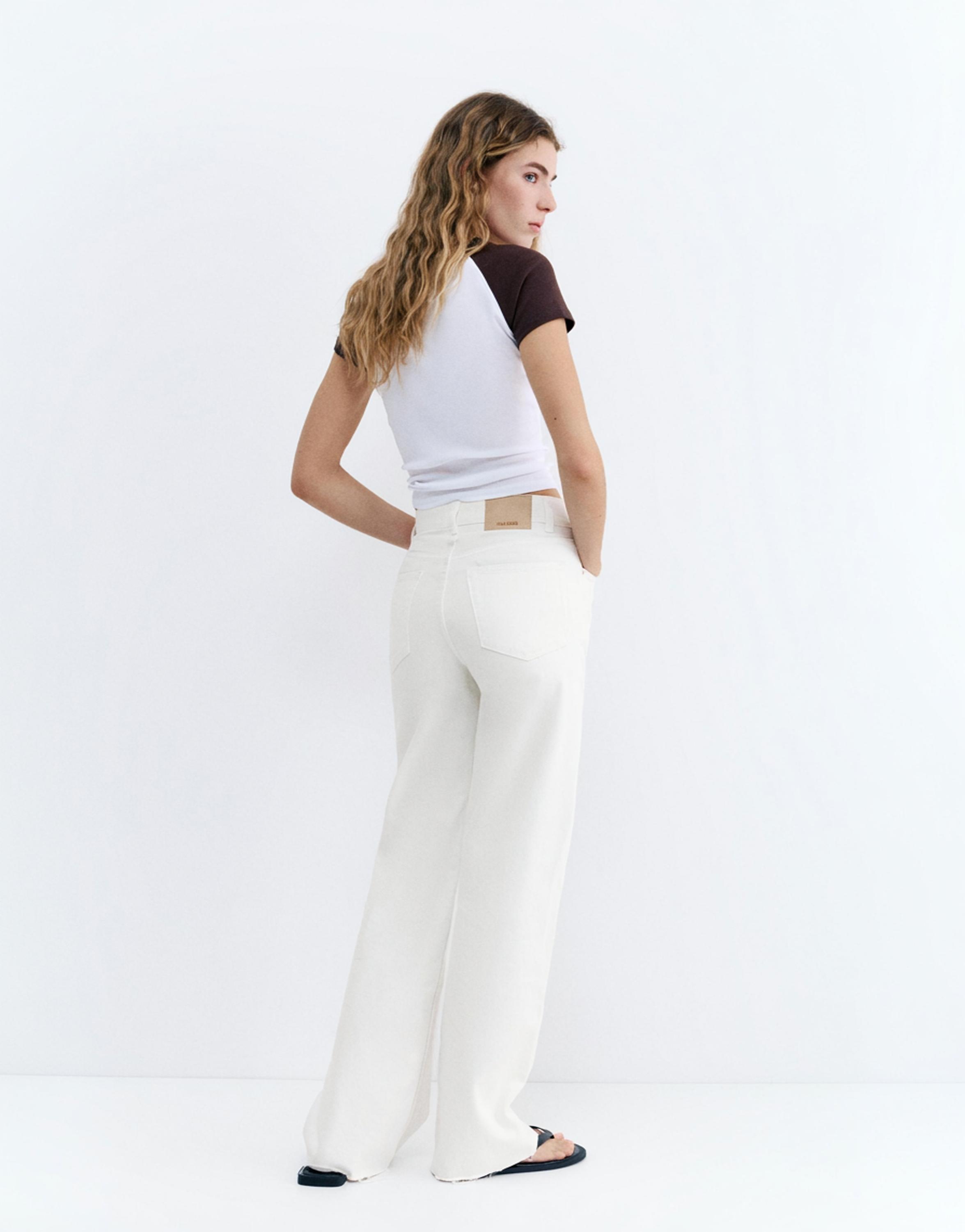 High-waist wide straight-leg jeans — White-t