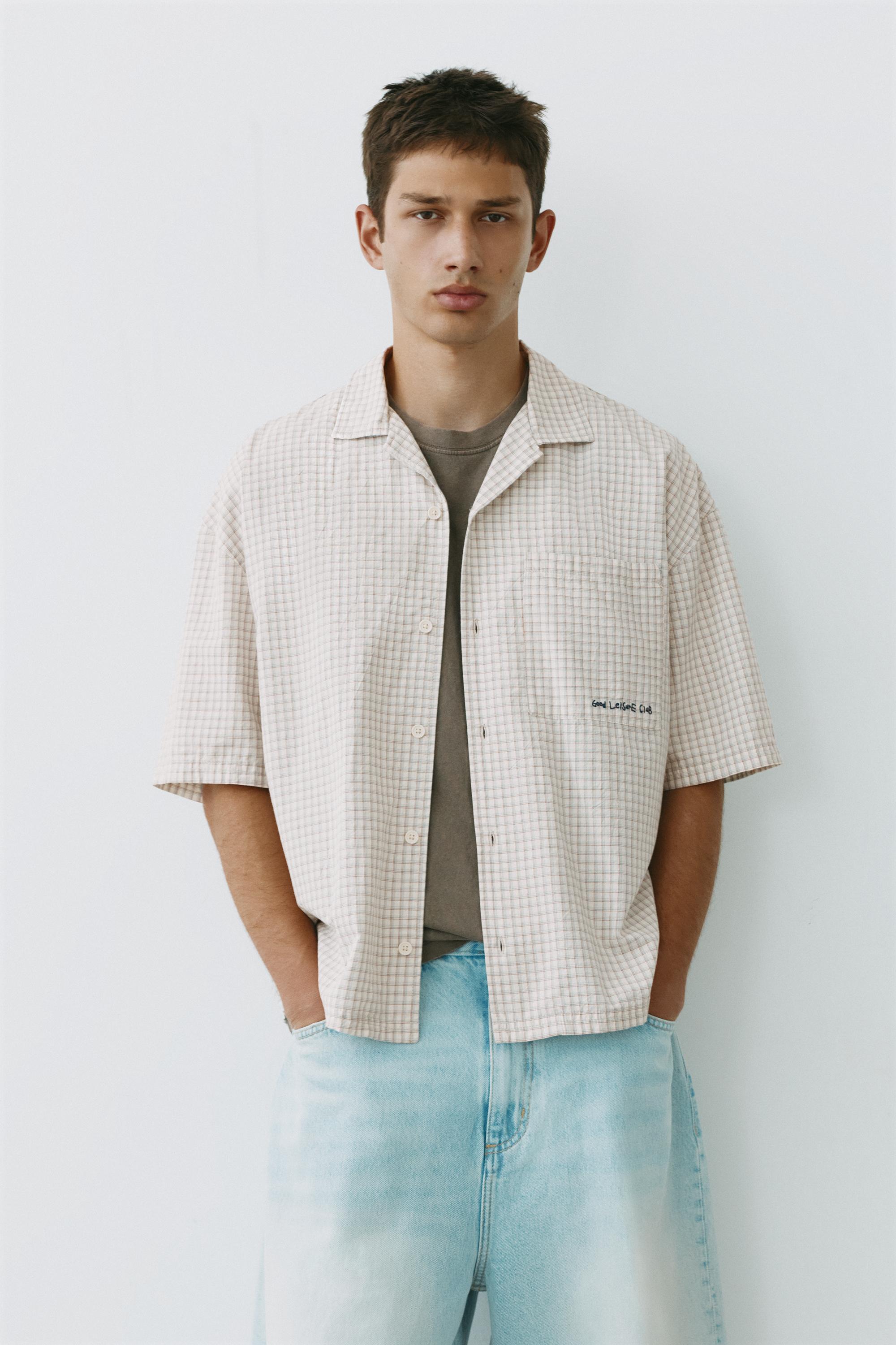 Short sleeve check shirt — Grey marl