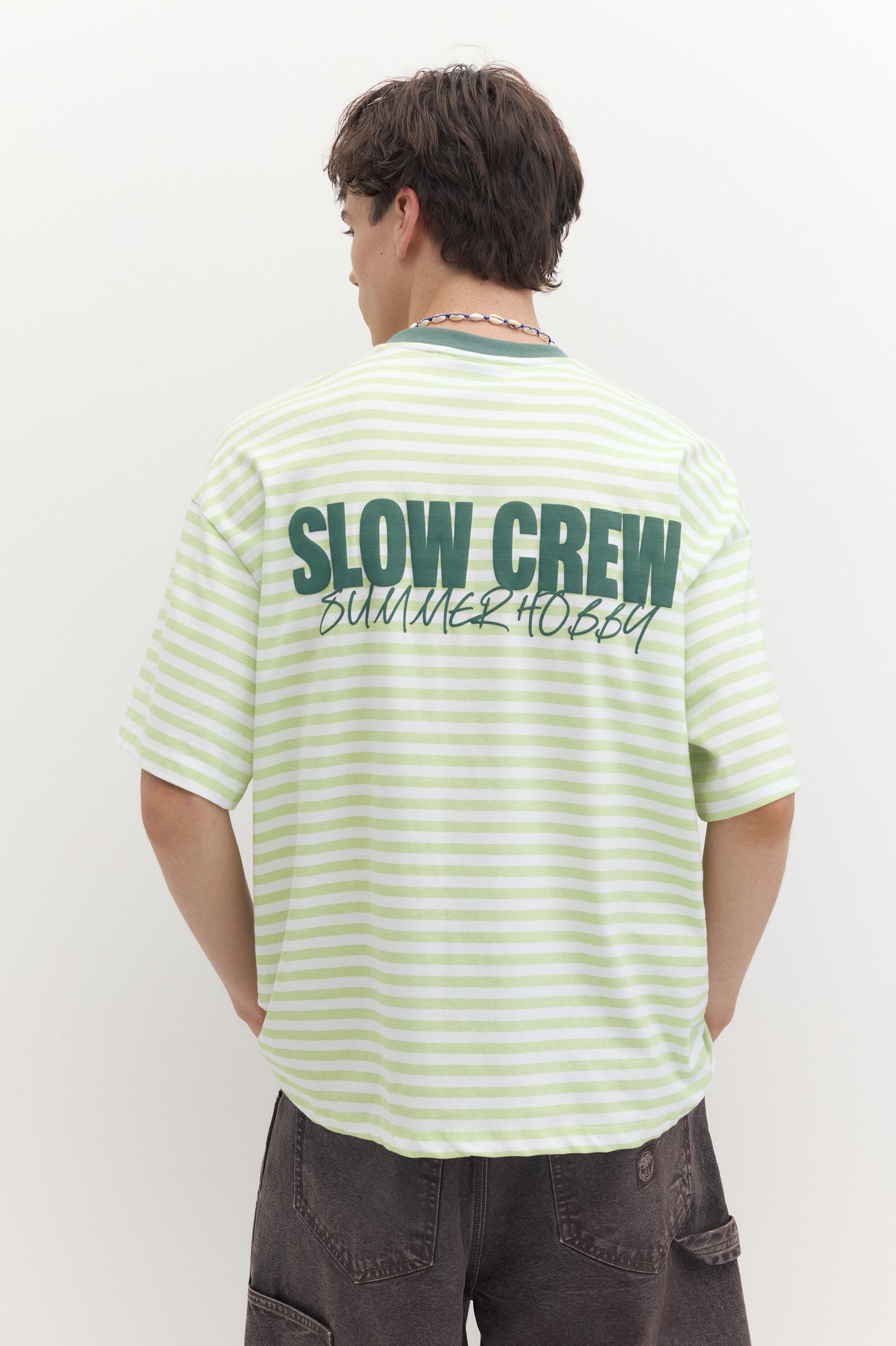 STWD boxy striped T-shirt — Green