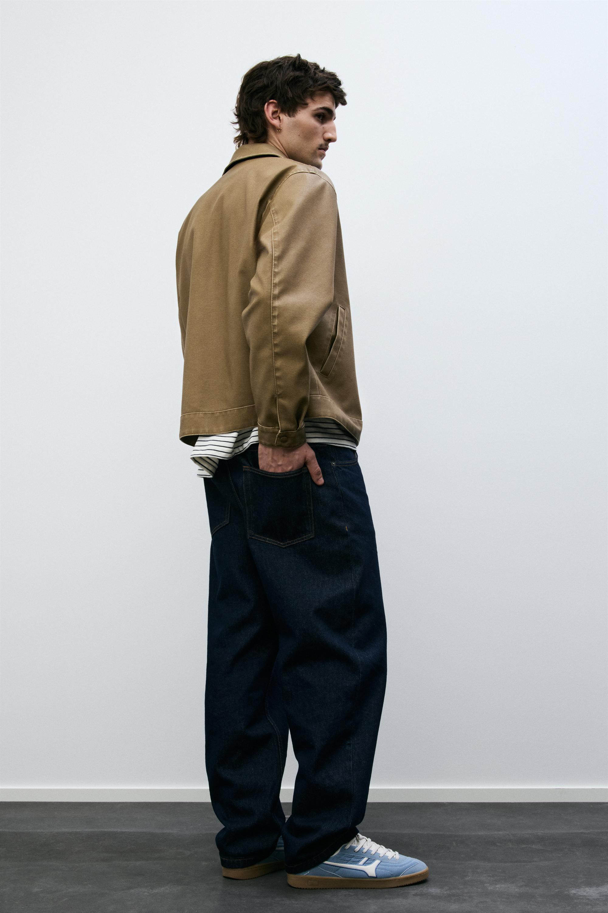 Yıkanmış suni deri ceket - Görsel 18