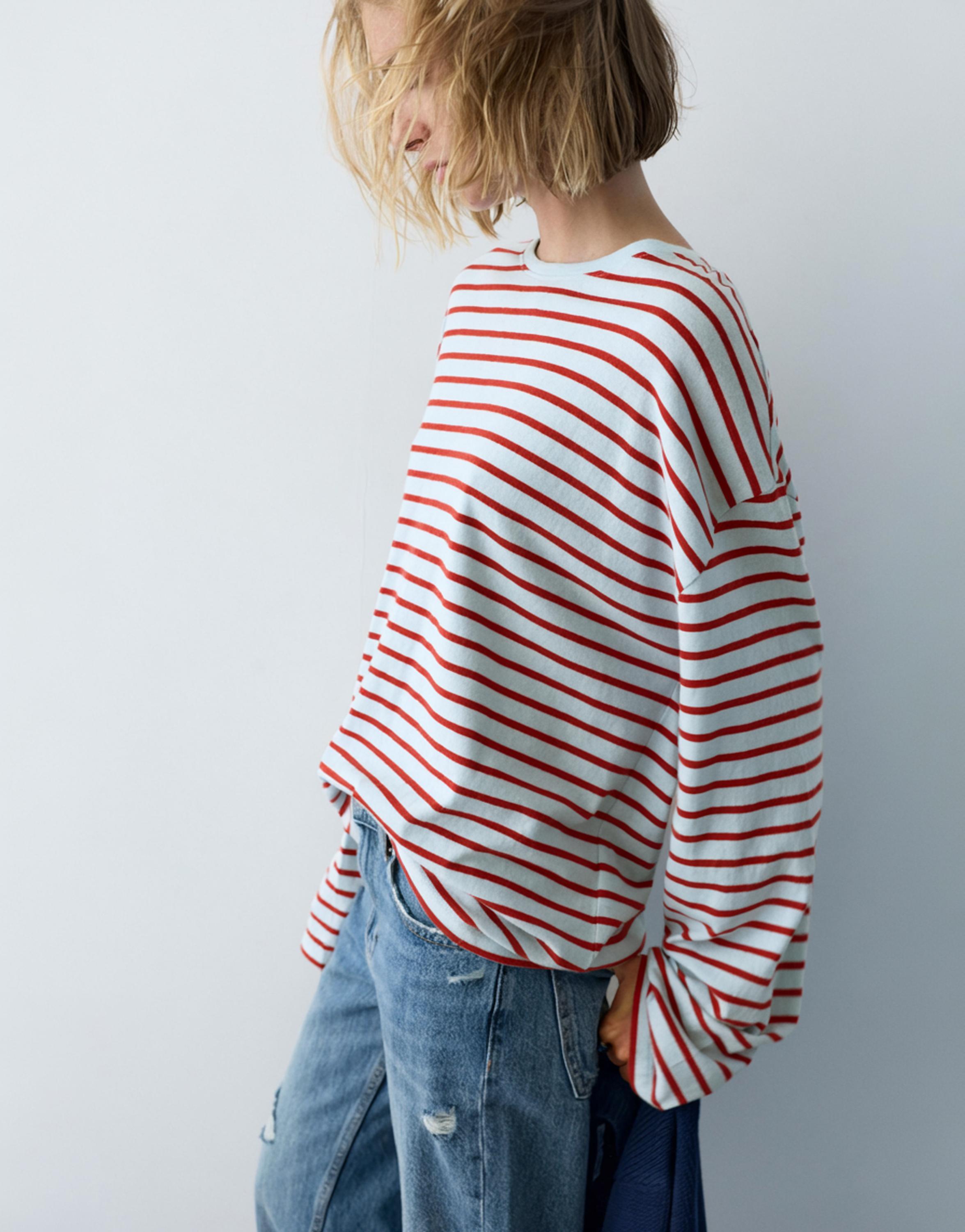 Çizgili uzun kollu t-shirt - Görsel 7