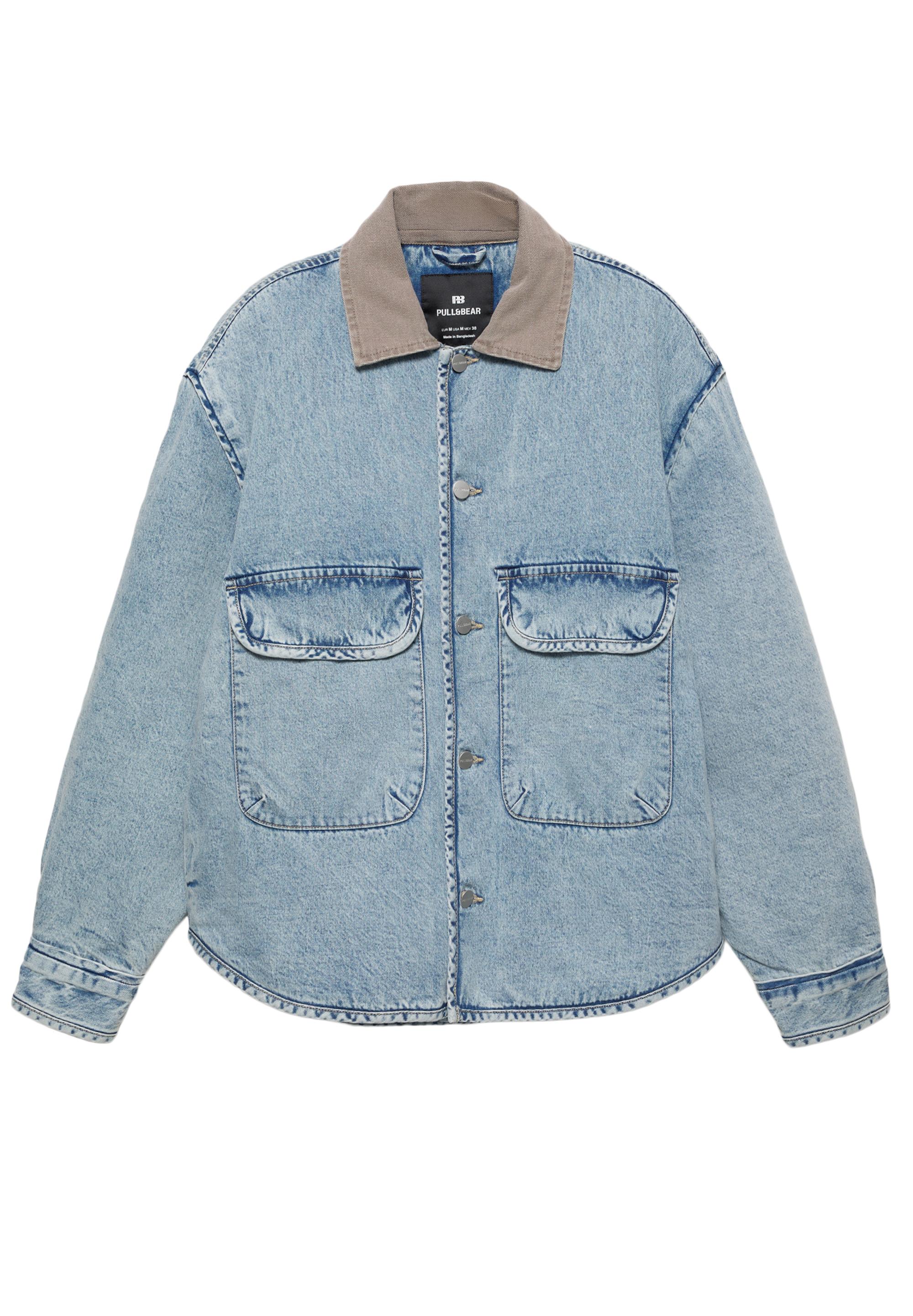 Kontrast yakalı denim ceket