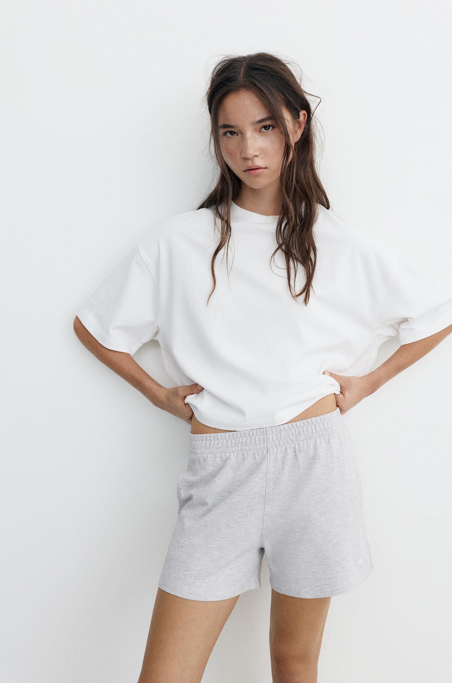 Sports shorts with side stripes — Grey marl