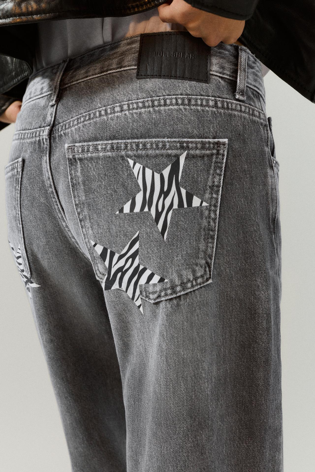 Low-rise star straight-leg jeans — Grey
