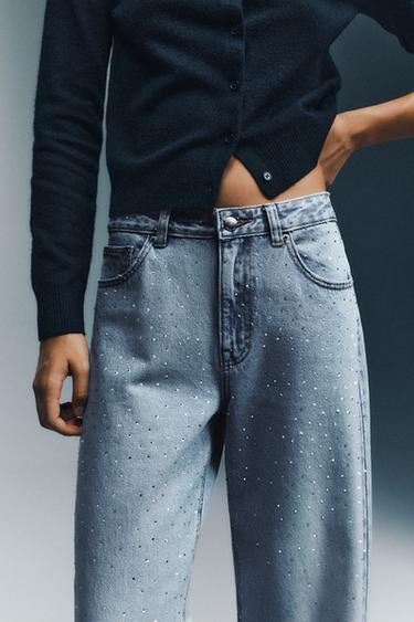 Straight-leg jeans with rhinestones — Pale blue 3