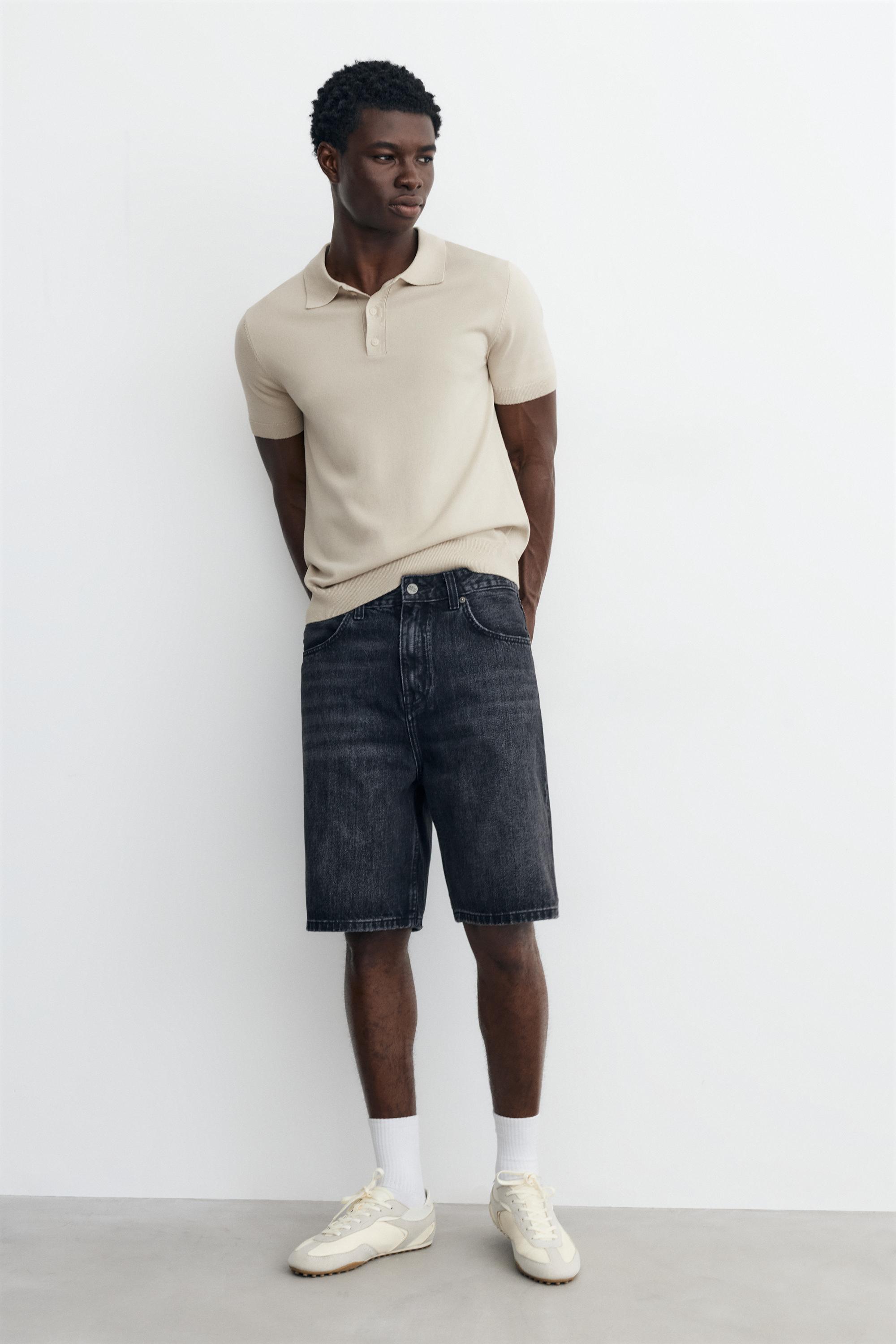 Short sleeve knit polo shirt — Sand