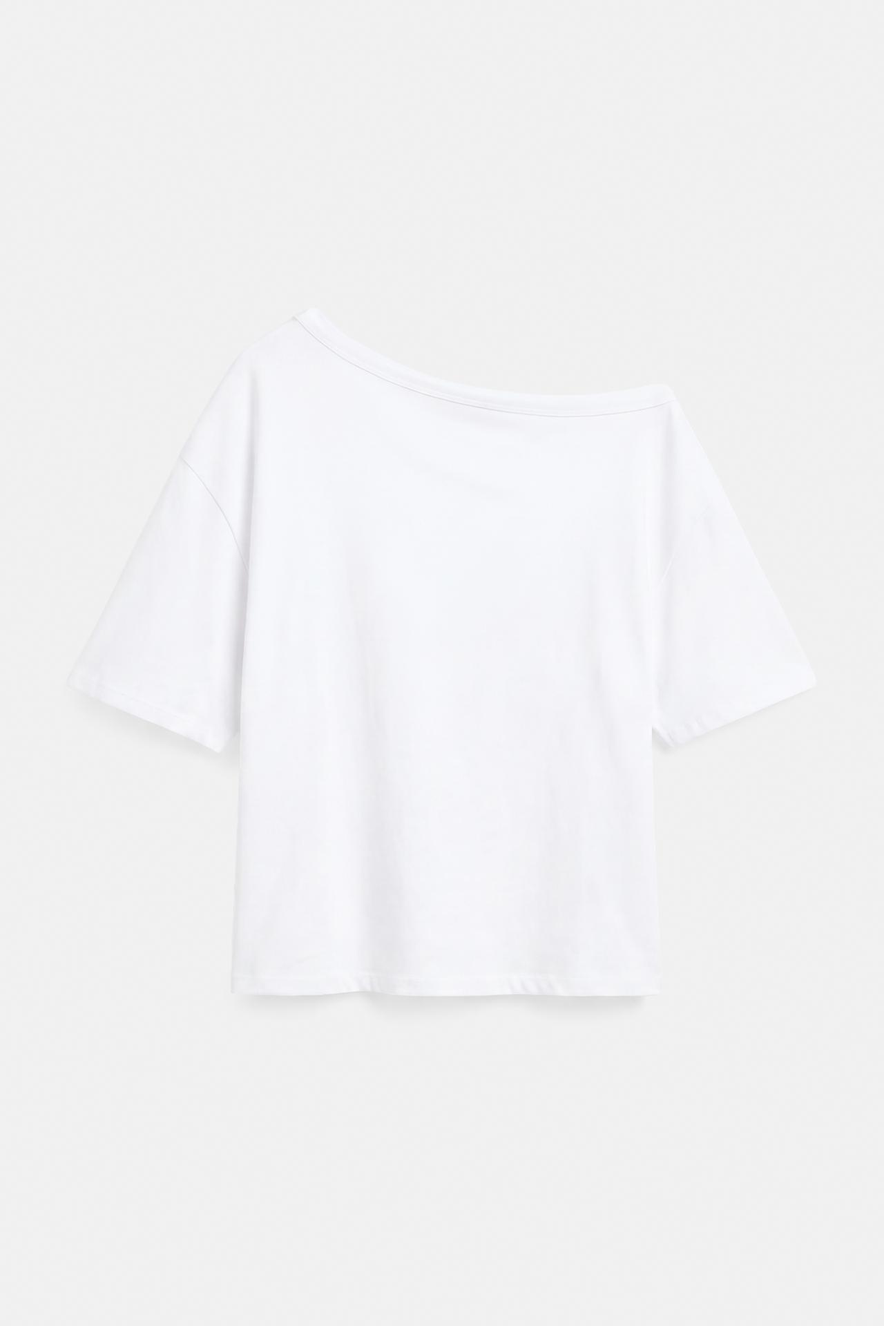 Asymmetric short sleeve T-shirt — White