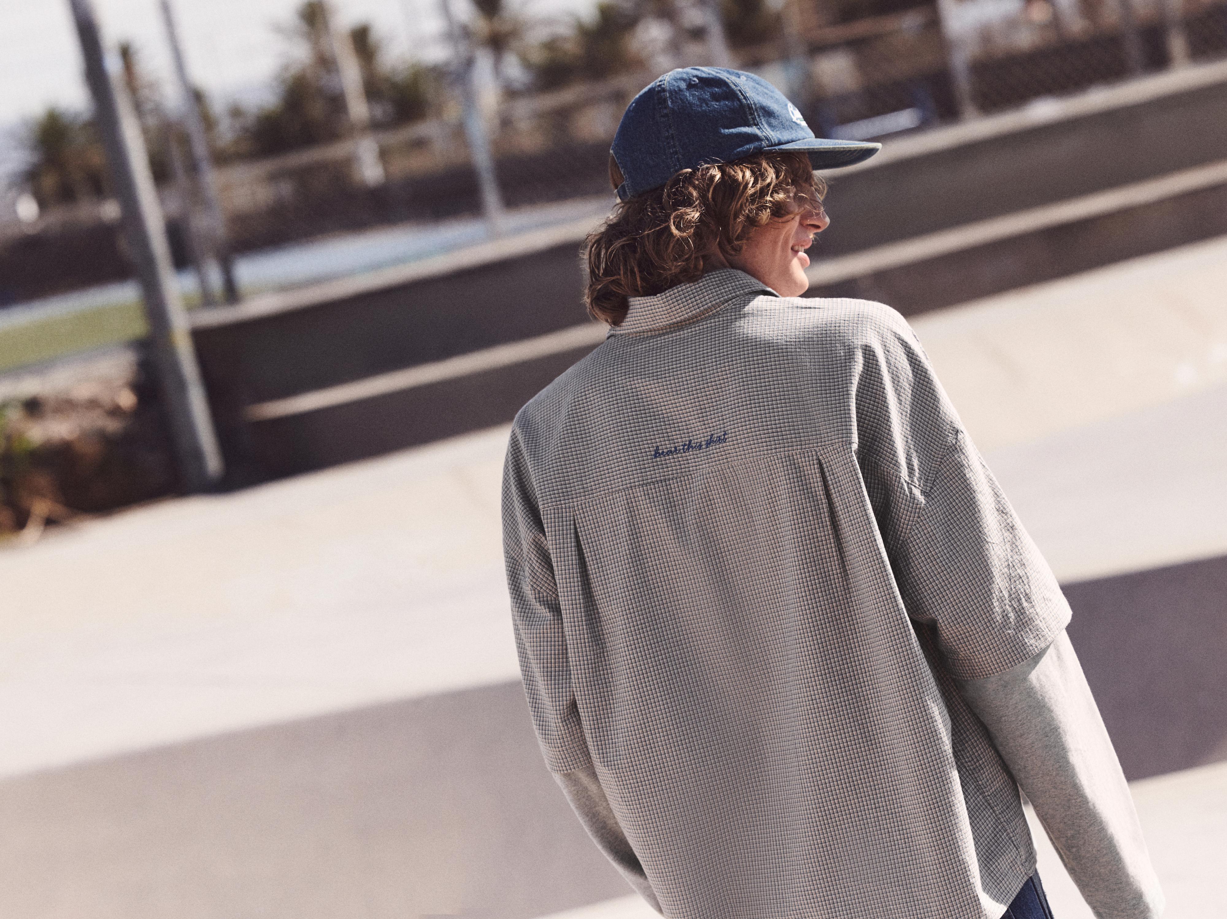 Double sleeve check shirt — Sand/Blue
