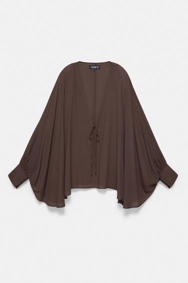 Flowing cape blouse — Chocolate 5