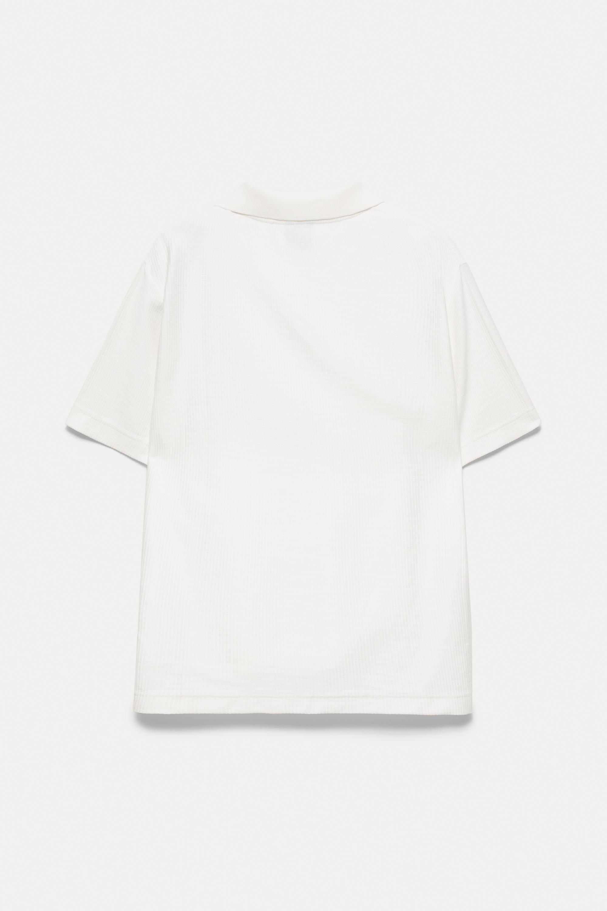 Textured short sleeve polo shirt — Off white