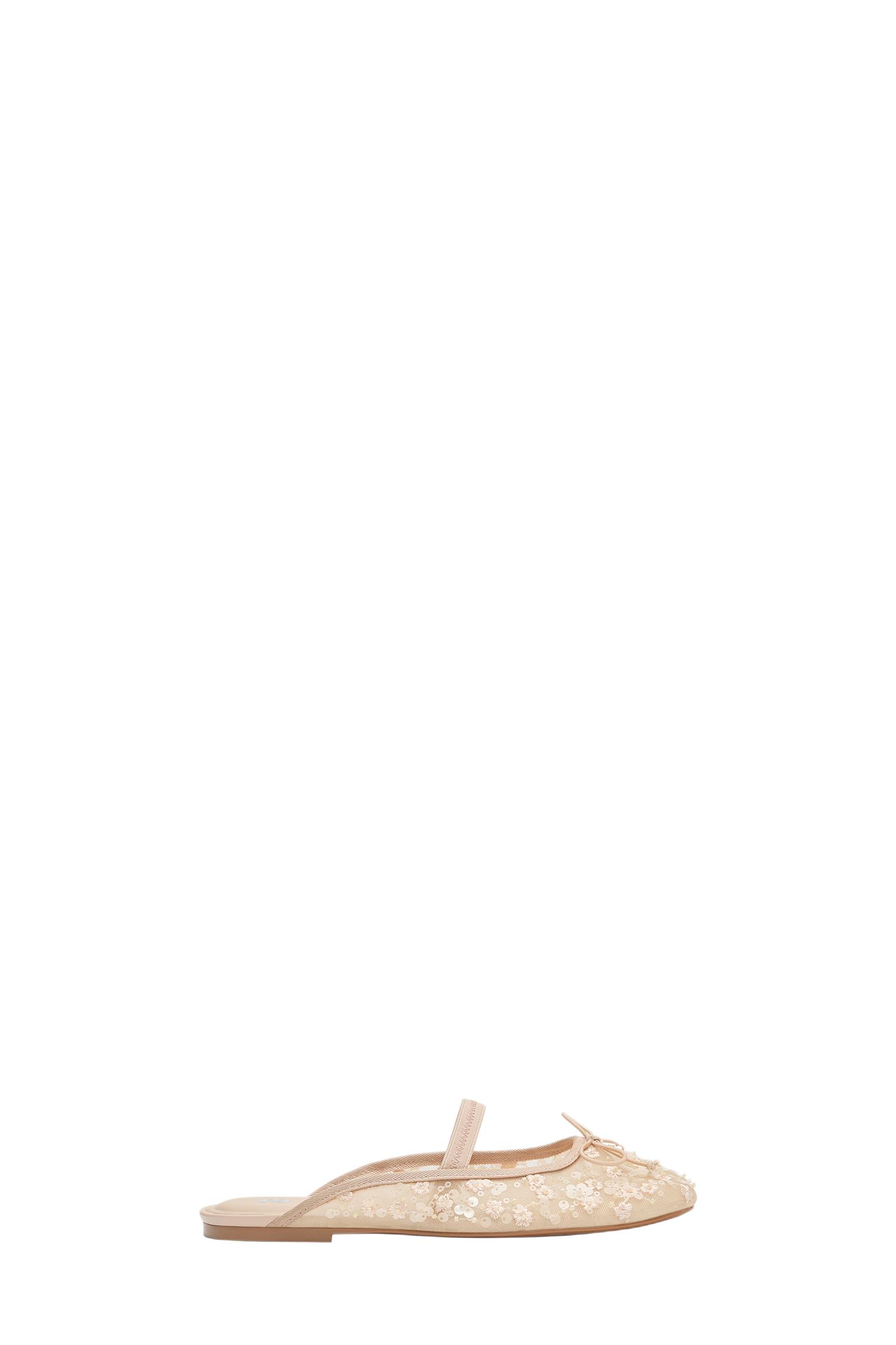 Embellished mule ballet flats — Nude