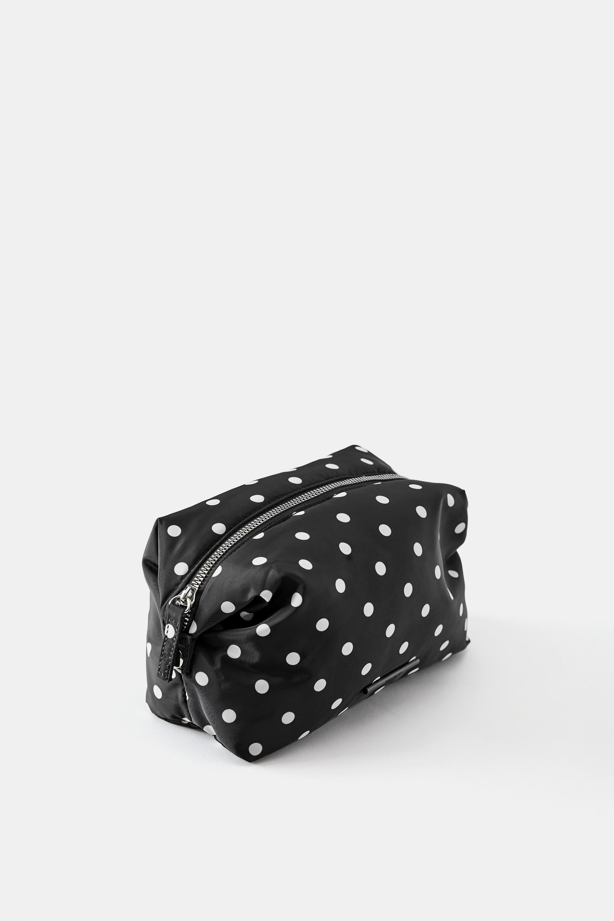 Polka dot nylon toiletry bag — Black