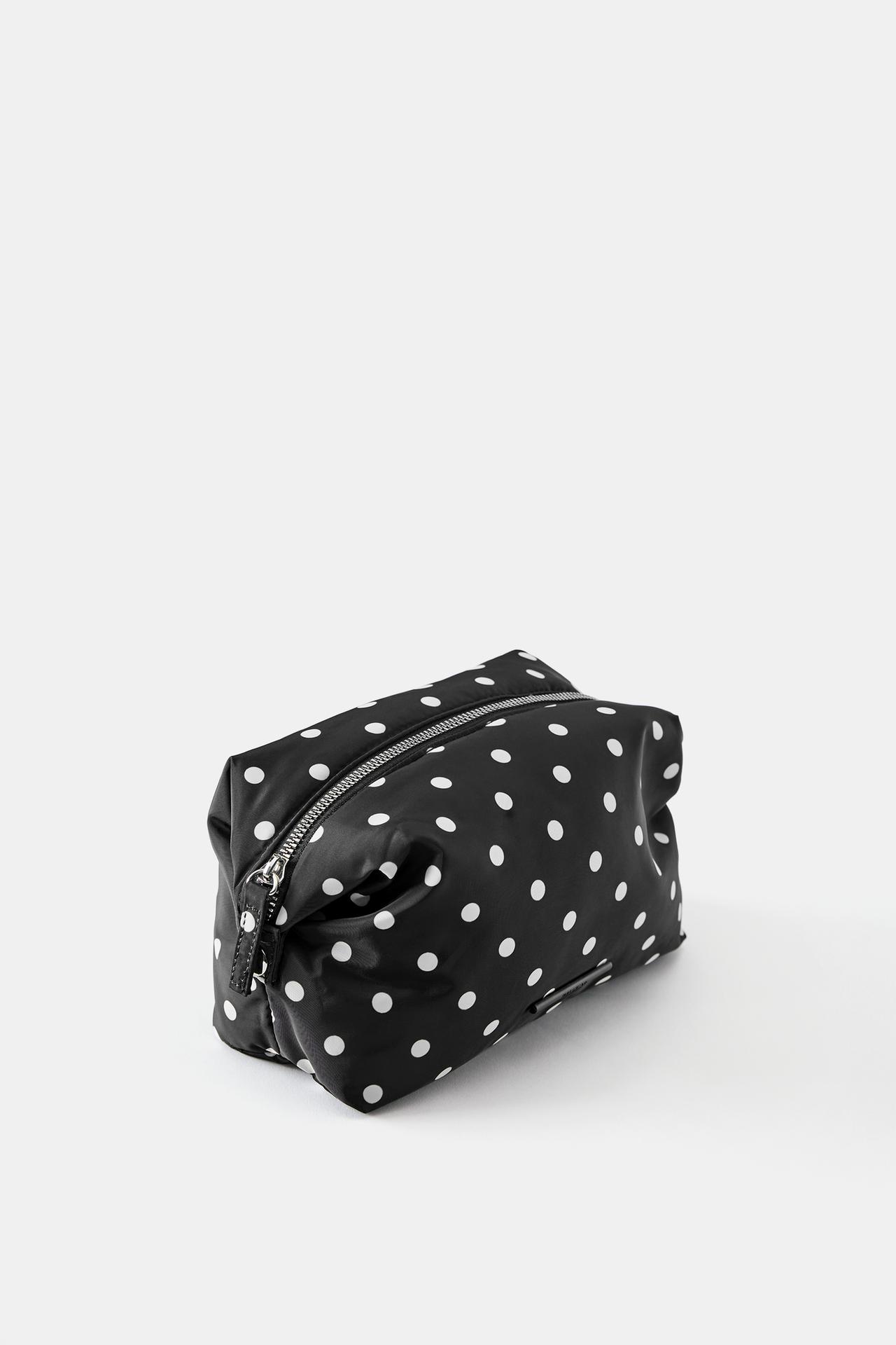 Polka dot nylon toiletry bag — Black