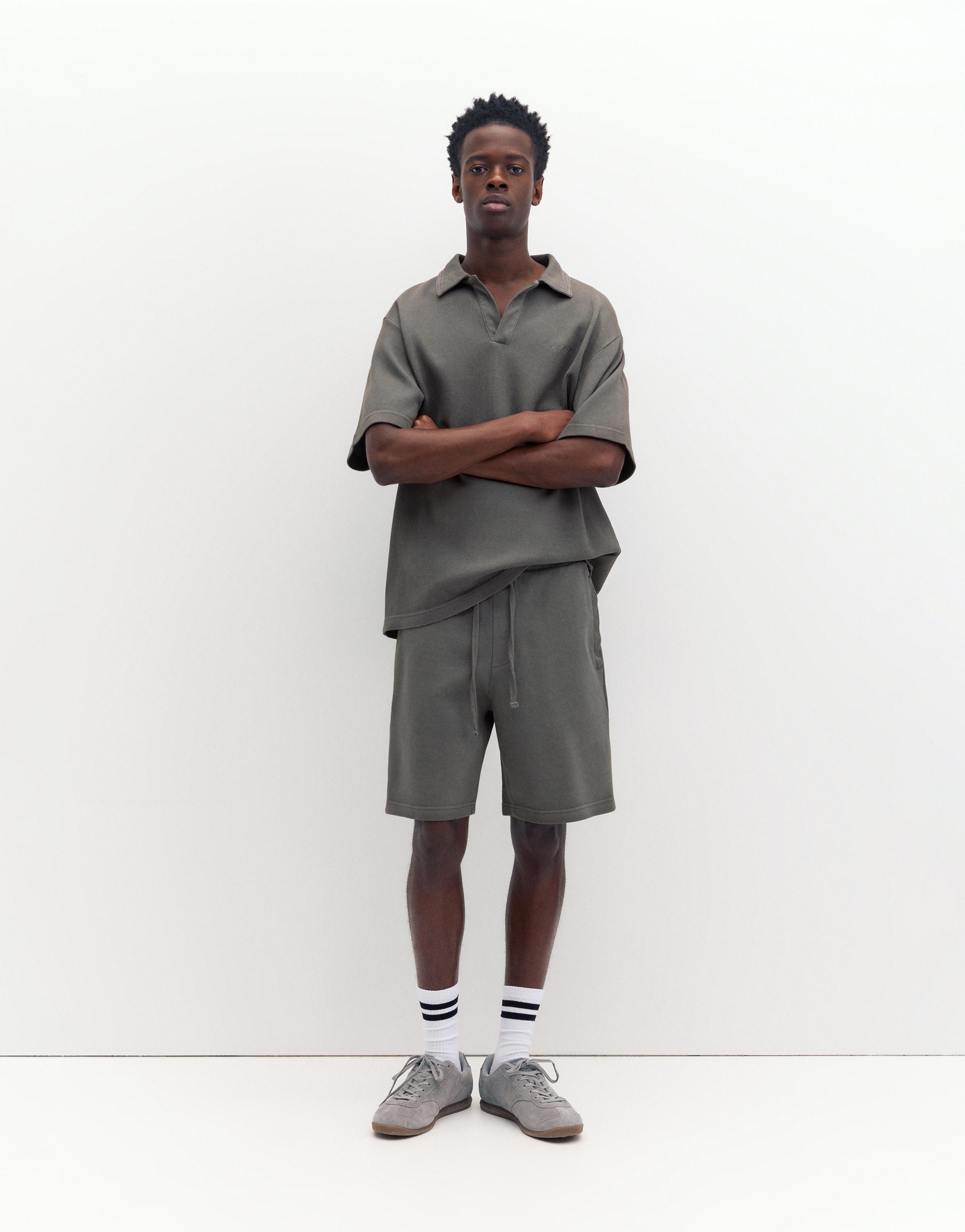 Dokulu jogger bermuda - Görsel 8